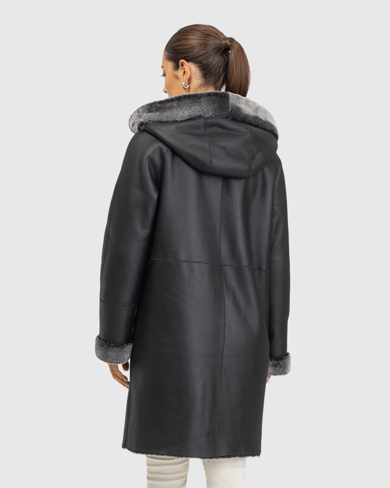Merino Shearling Lamb Coat, Hood - Image 3