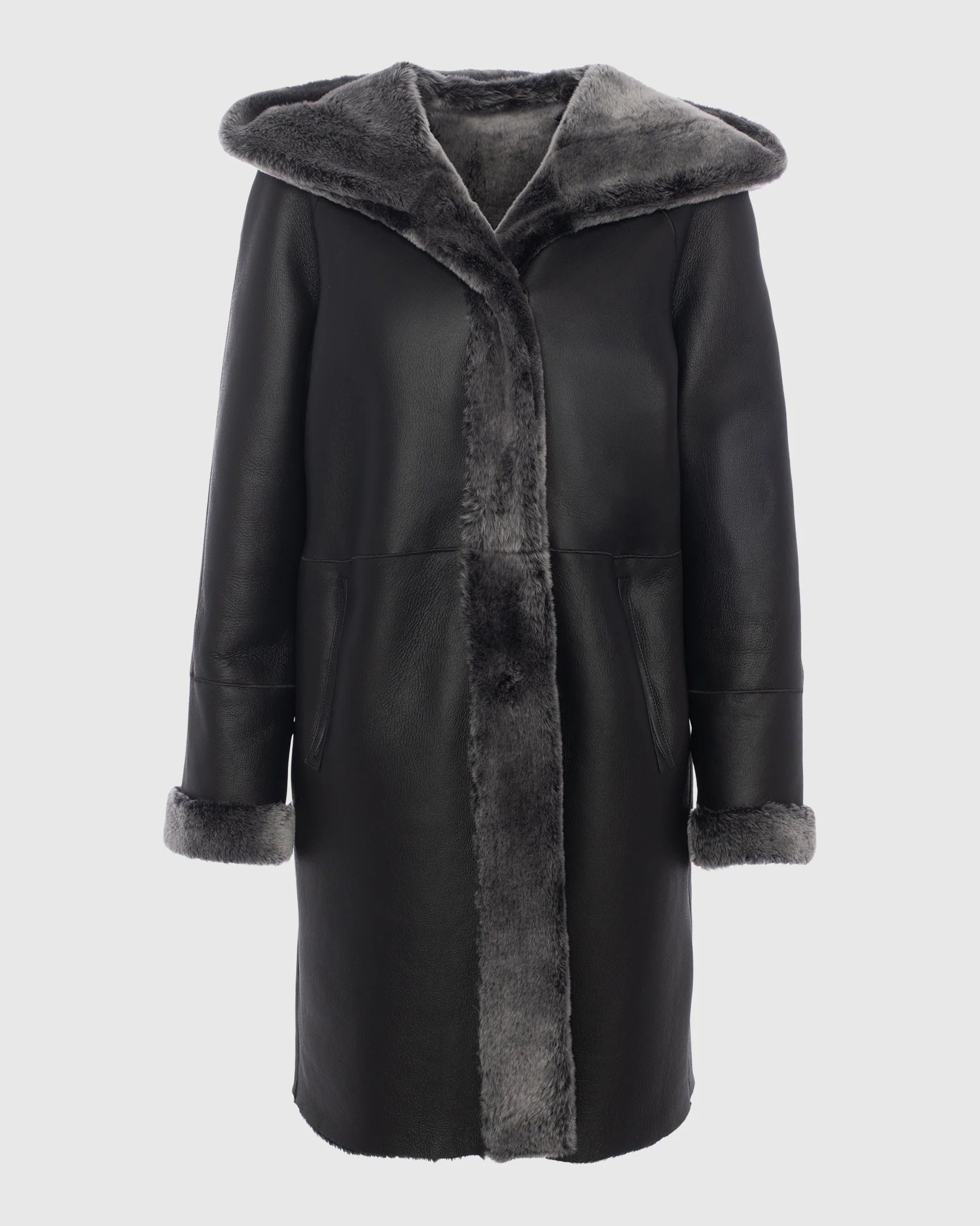 Merino Shearling Lamb Coat, Hood - Image 7