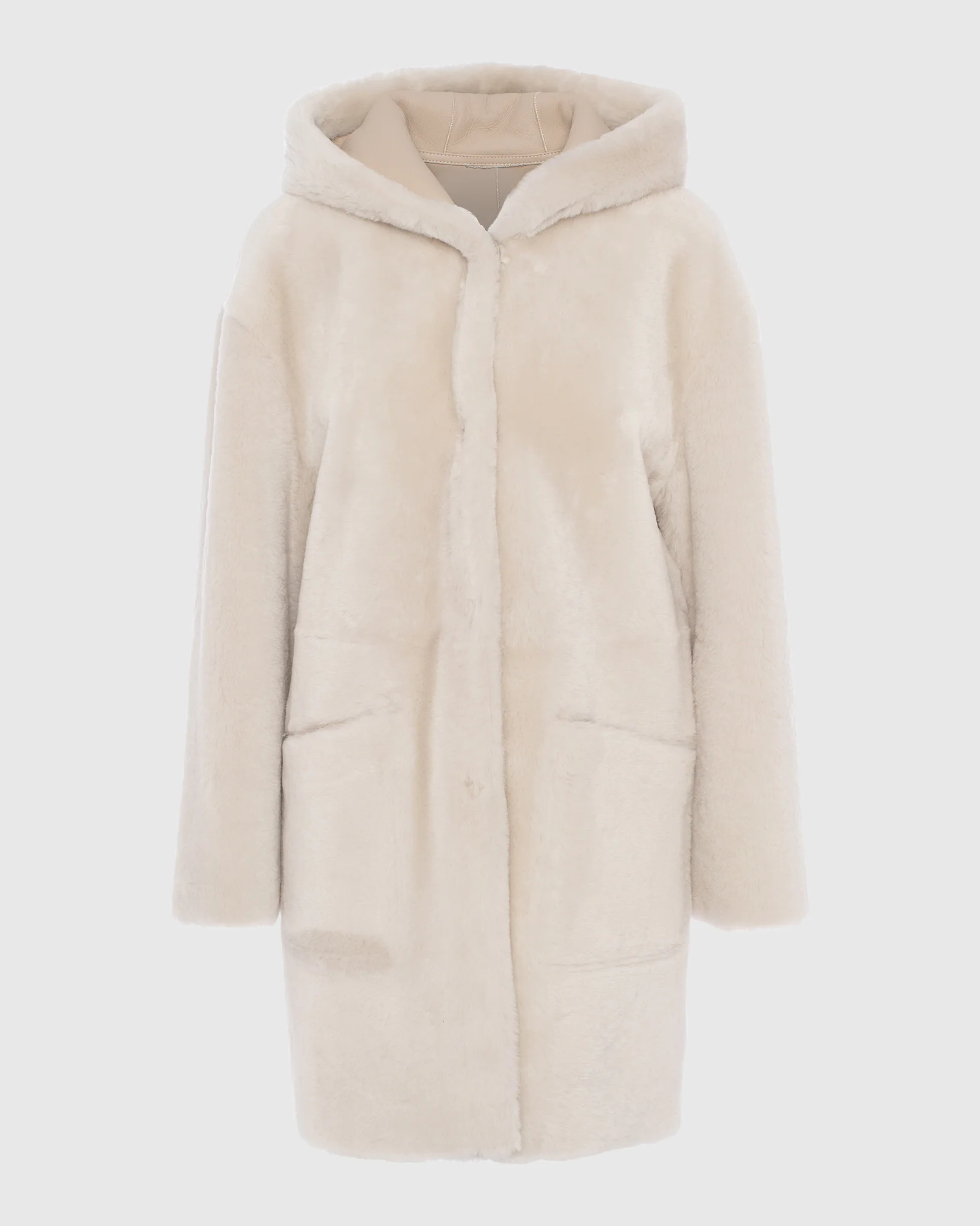 Merino Shearling Lamb Coat,Hood - Image 12