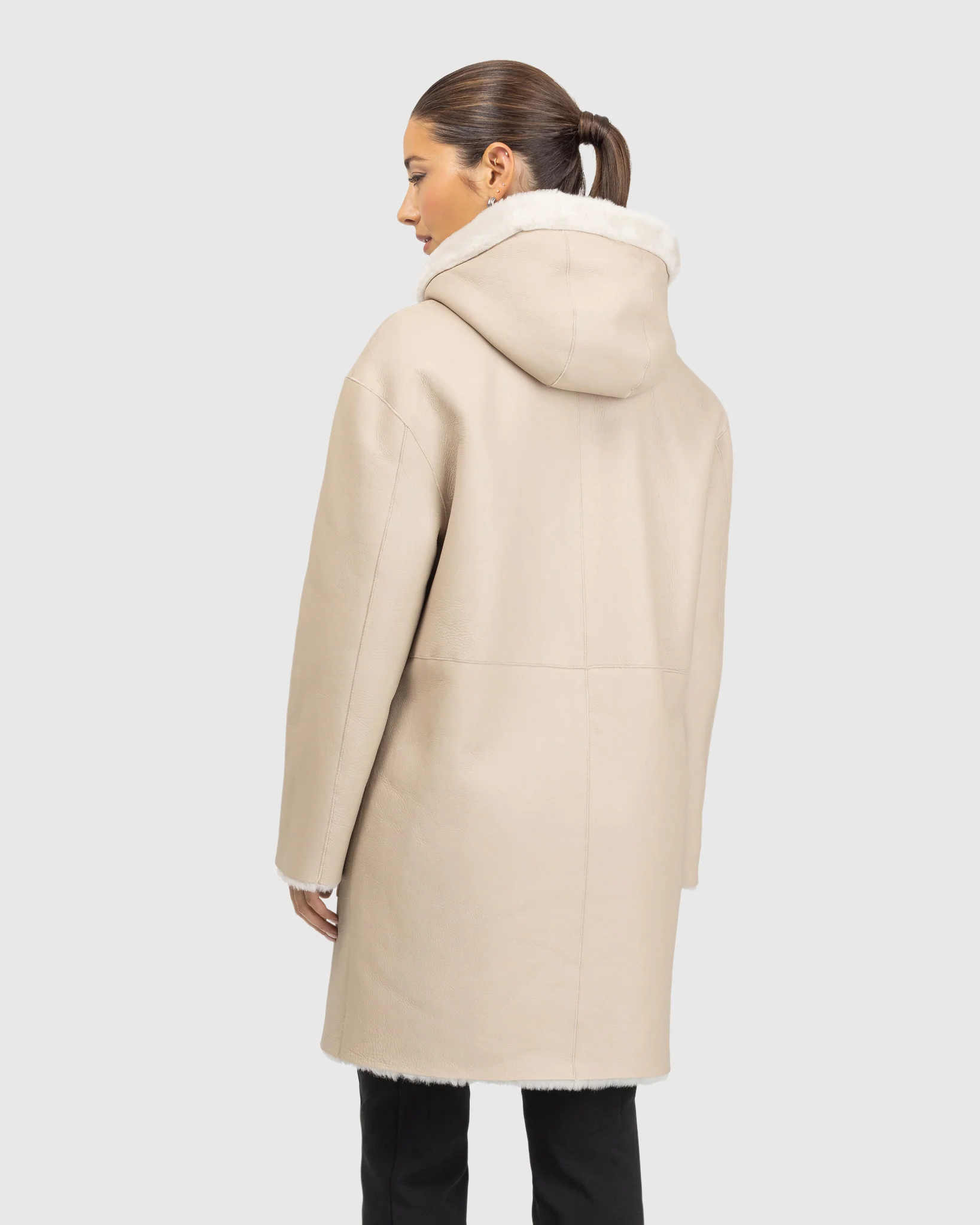 Merino Shearling Lamb Coat,Hood - Image 8