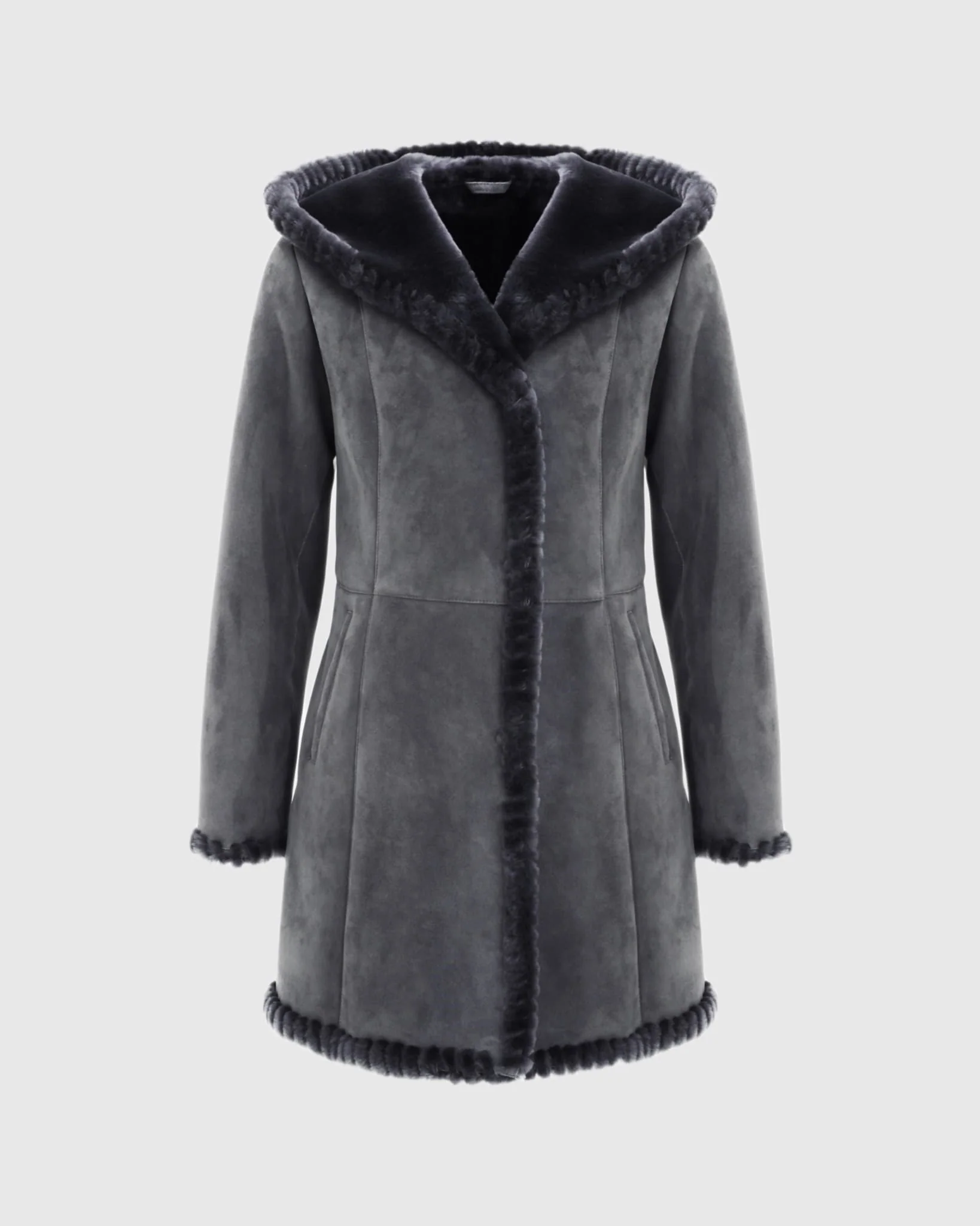 Merino Shearling LambCoat With Whipstitch Trim, Hood - Image 7