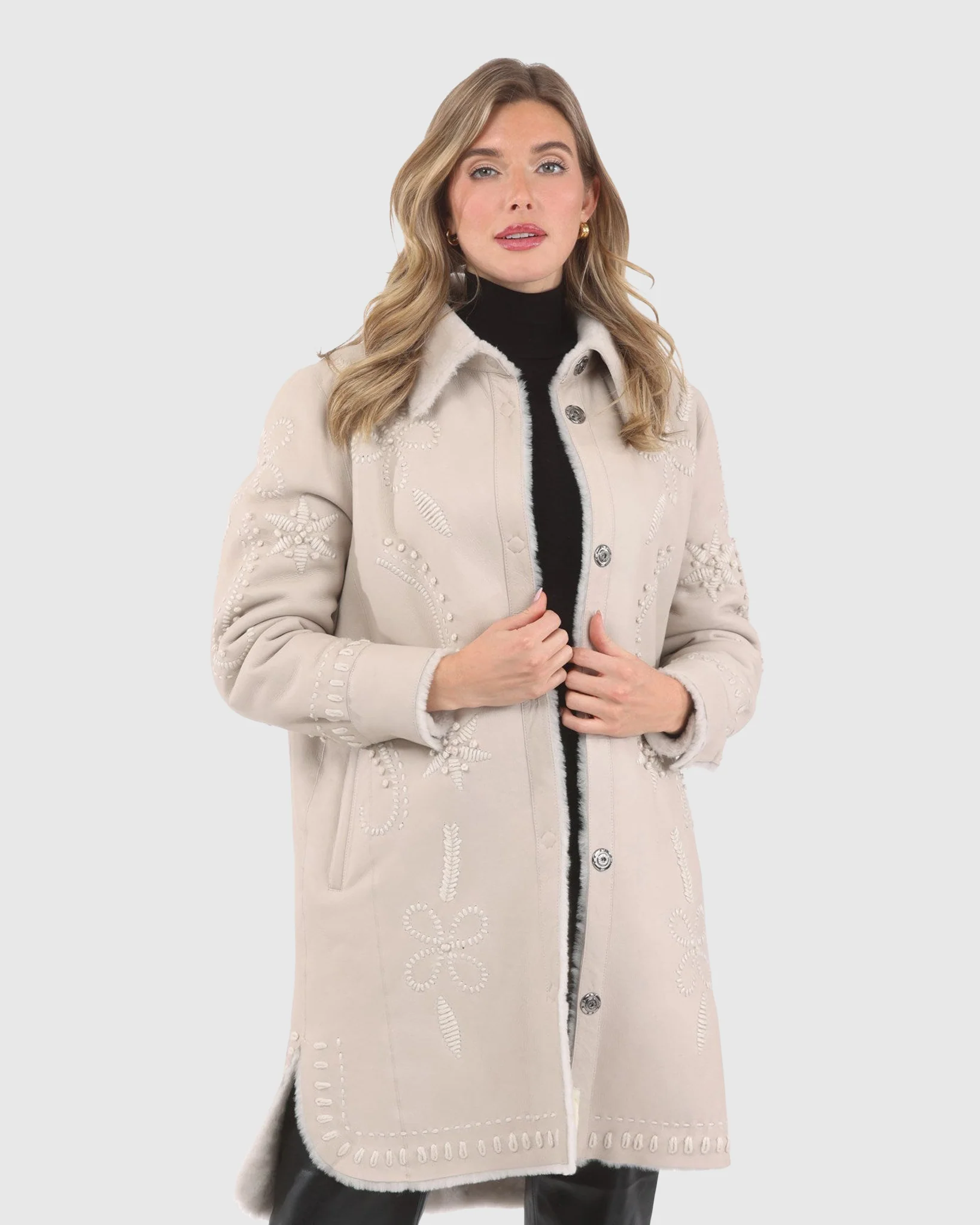 Merino Shearling Lamb Stroller With Embroidery - Image 6