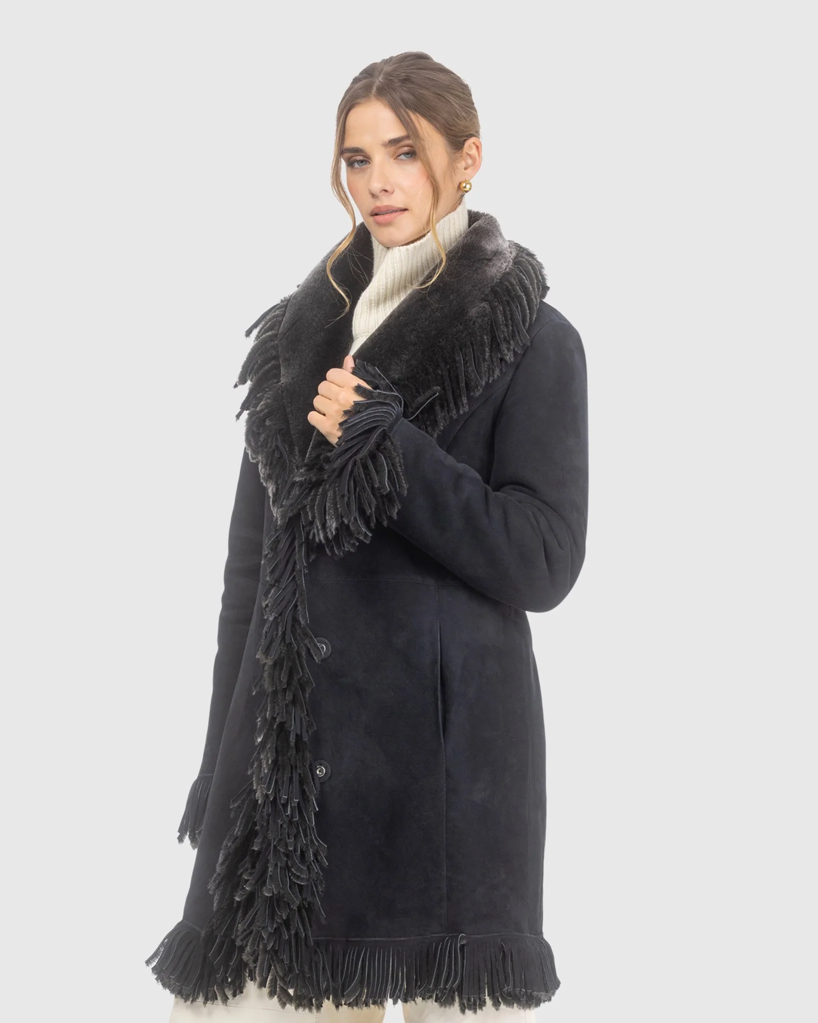 Merino Shearling Lamb Stroller With Fringes - Image 6
