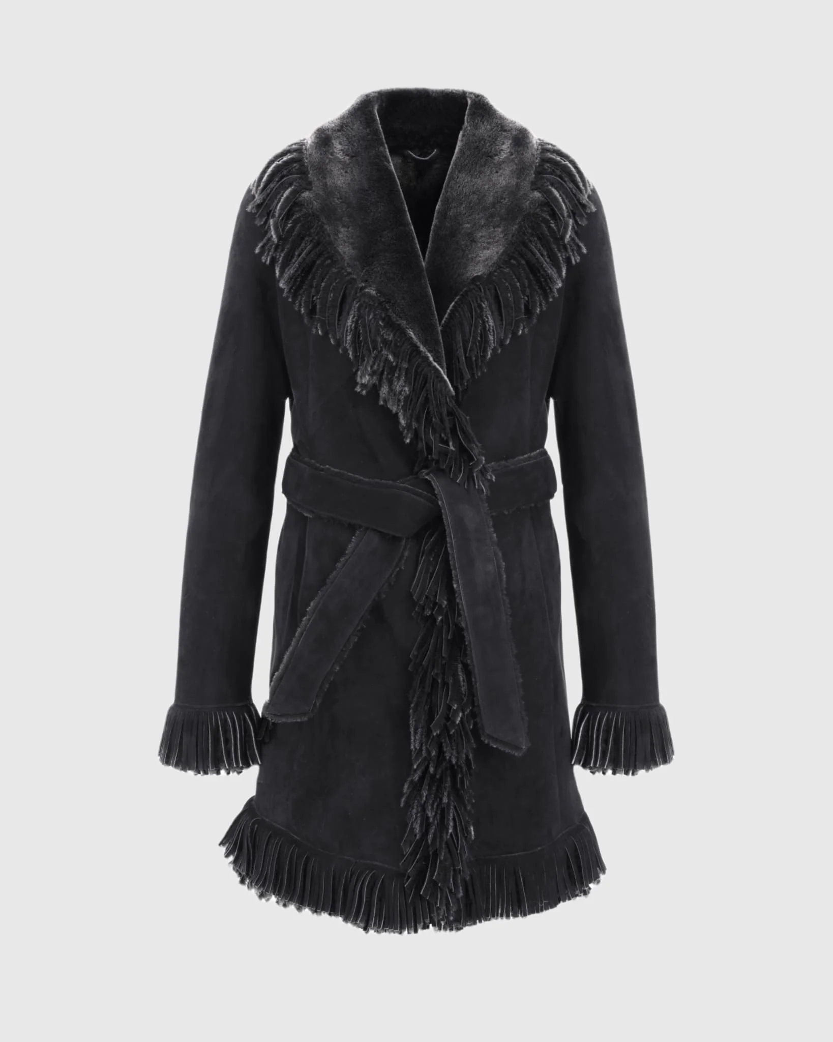 Merino Shearling Lamb Stroller With Fringes - Image 7