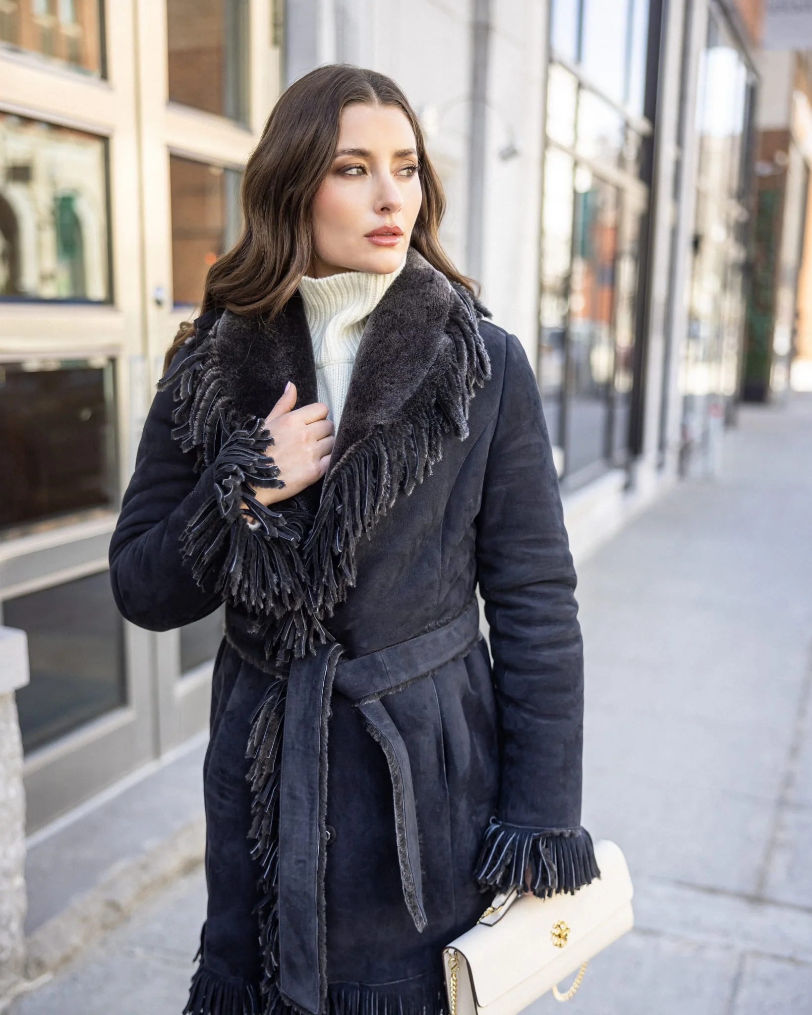 Merino Shearling Lamb Stroller With Fringes - Image 8