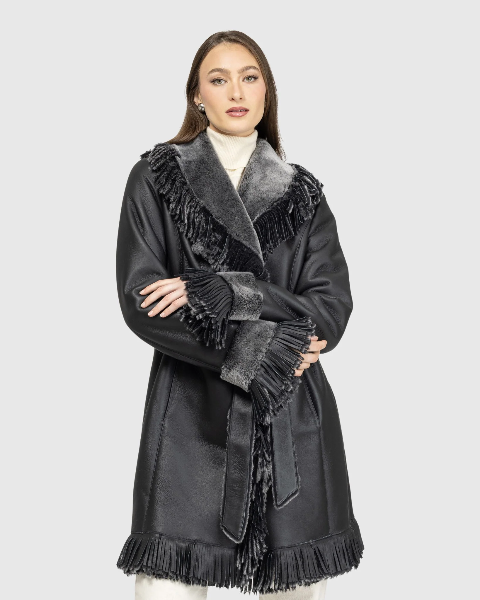 Merino Shearling Lamb Stroller With Fringes - Image 2