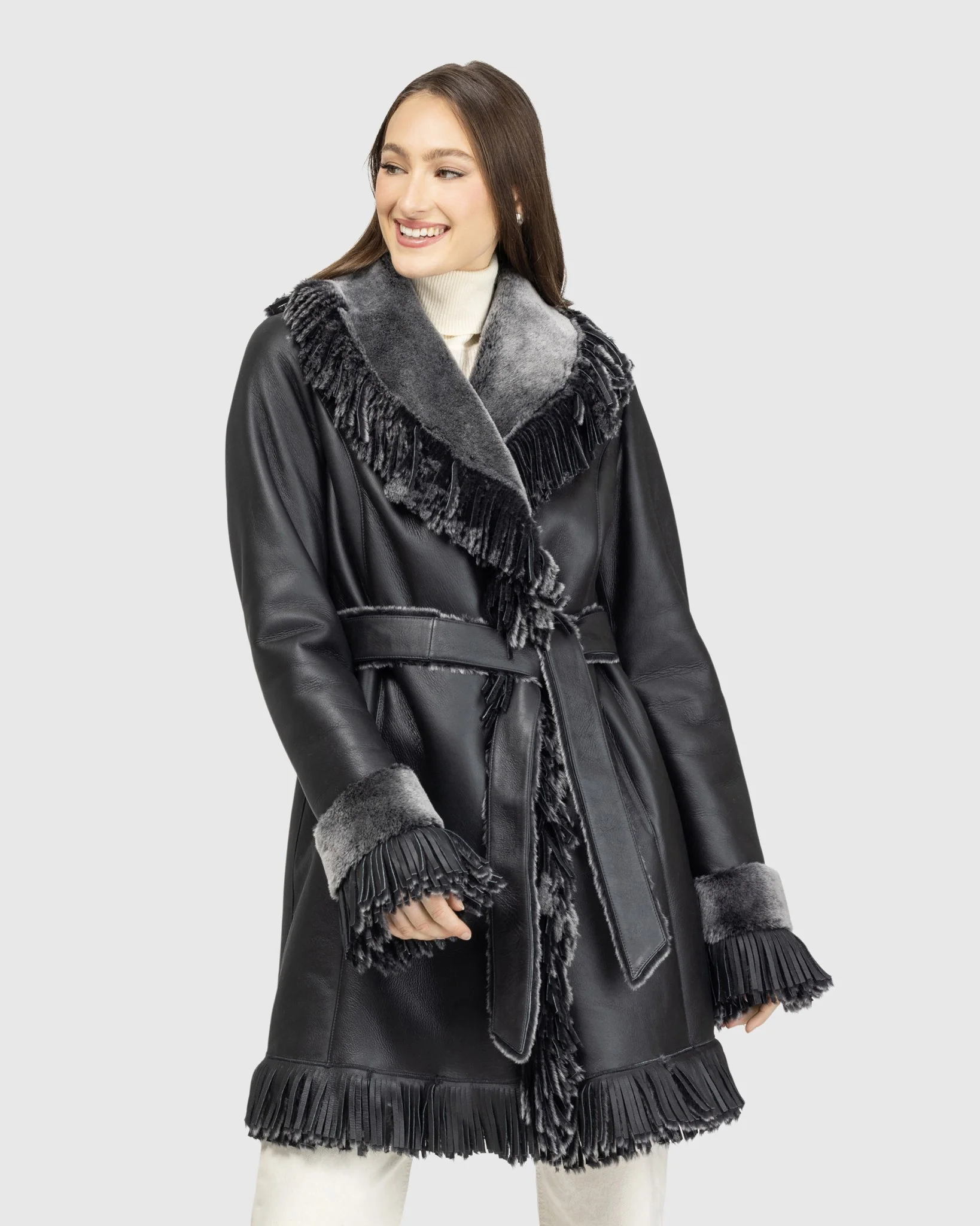 Merino Shearling Lamb Stroller With Fringes - Image 3