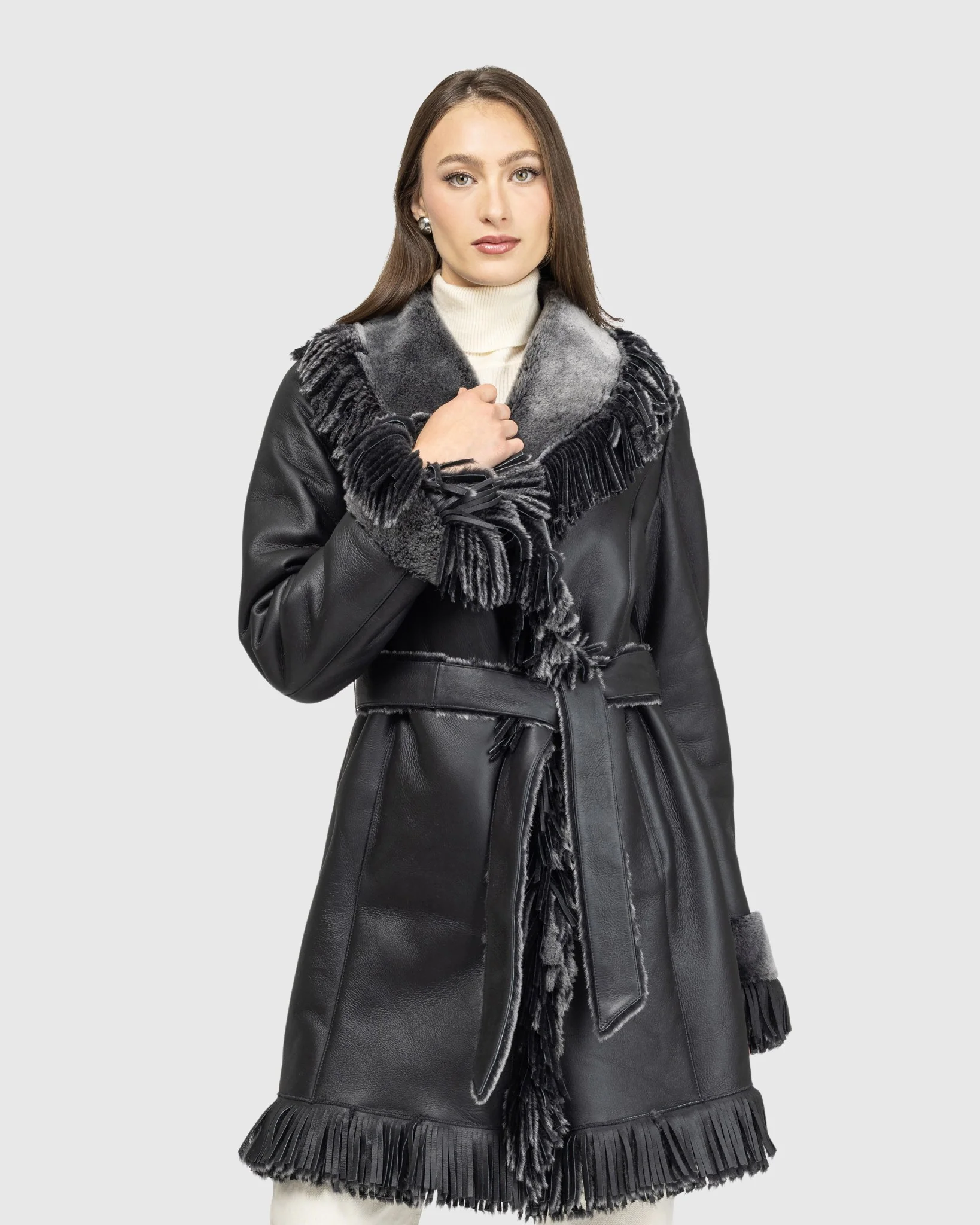 Merino Shearling Lamb Stroller With Fringes - Image 4