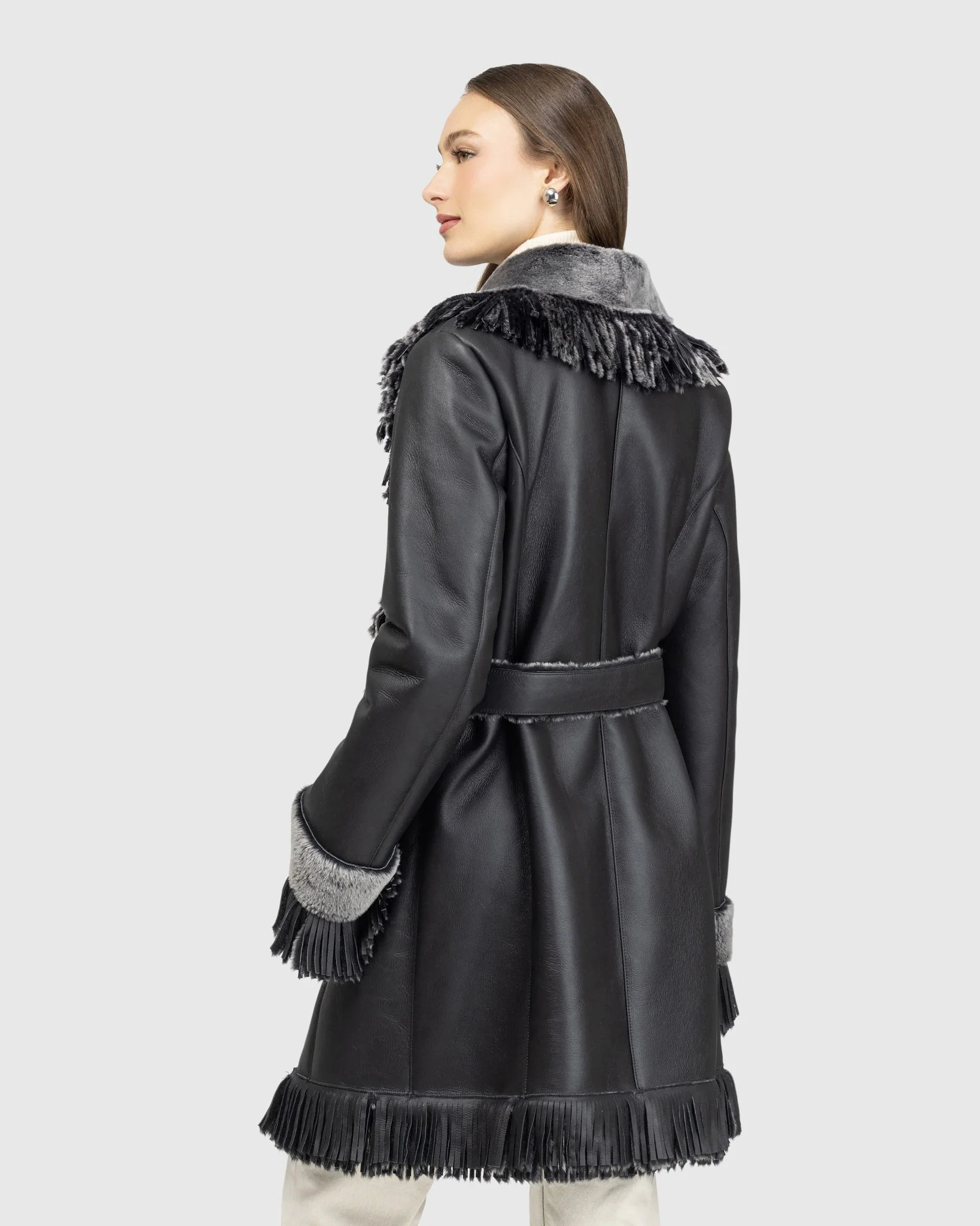 Merino Shearling Lamb Stroller With Fringes - Image 5