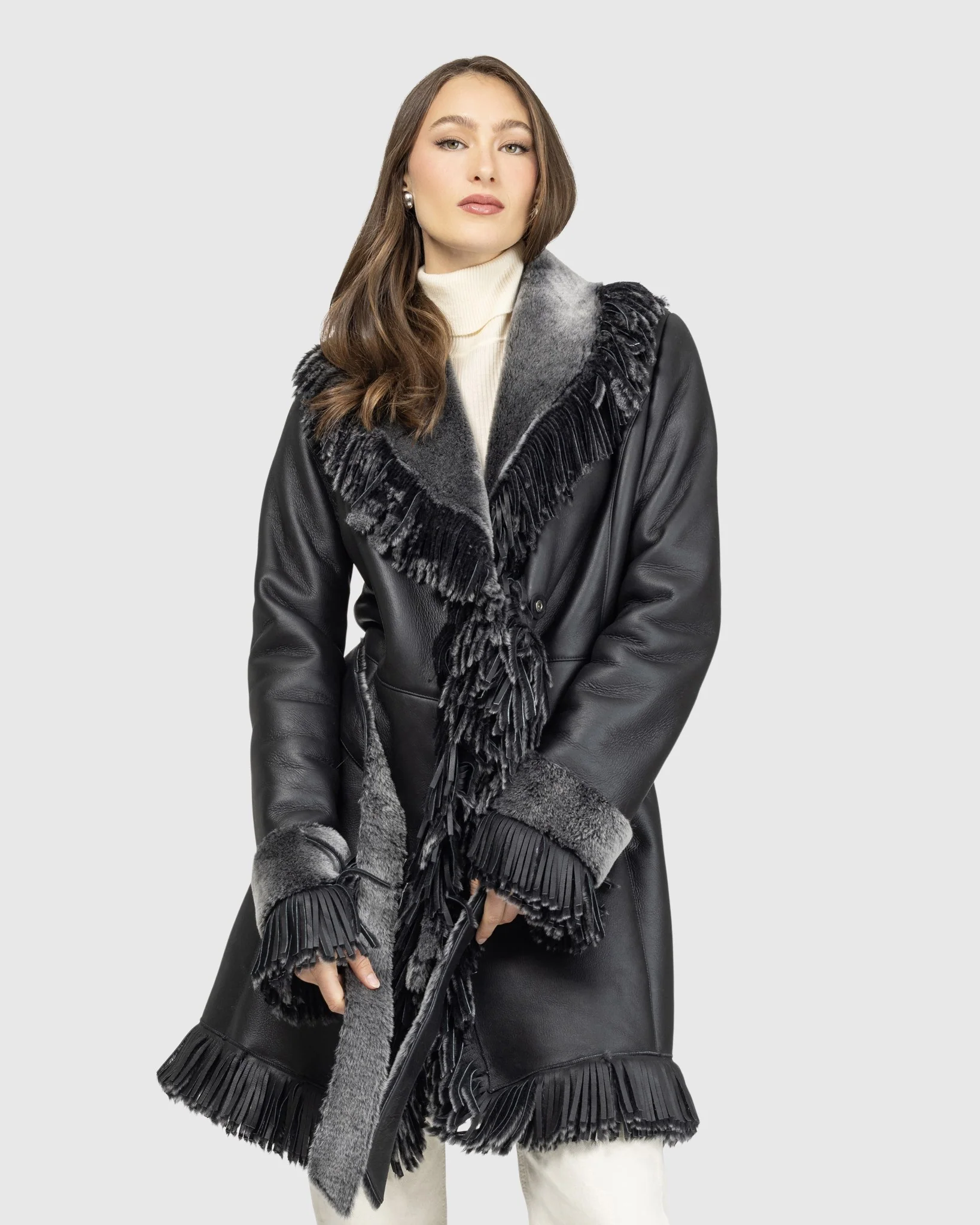 Merino Shearling Lamb Stroller With Fringes - Image 7