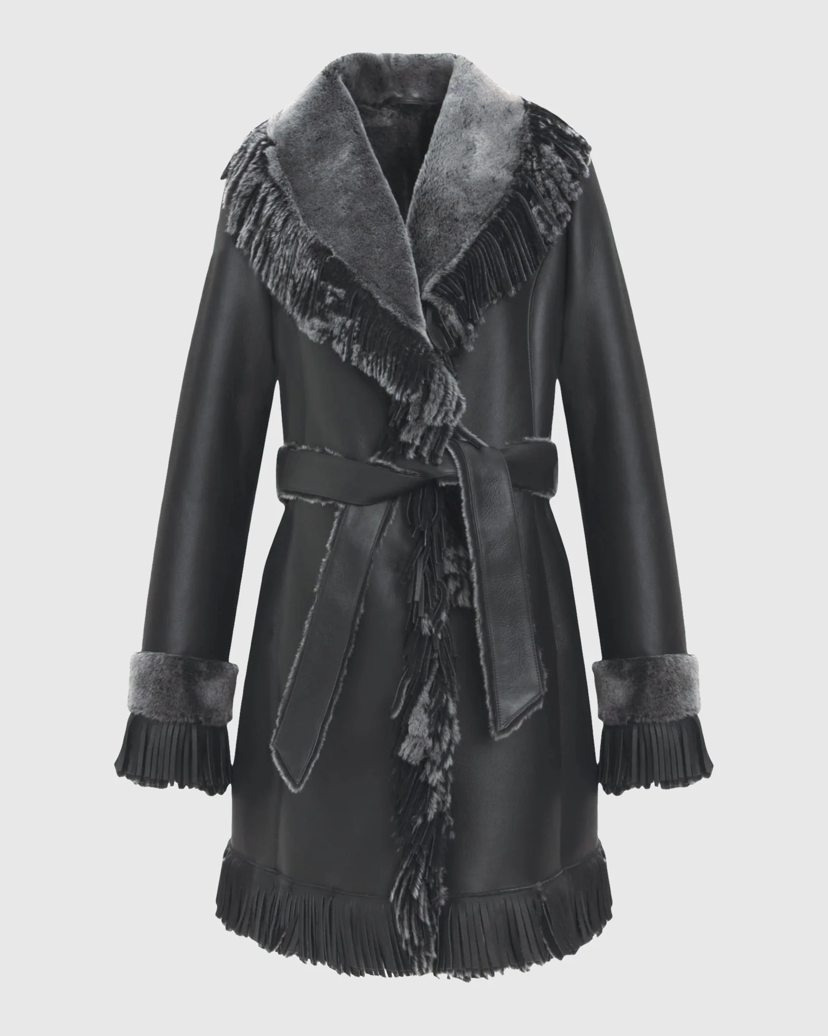 Merino Shearling Lamb Stroller With Fringes - Image 8