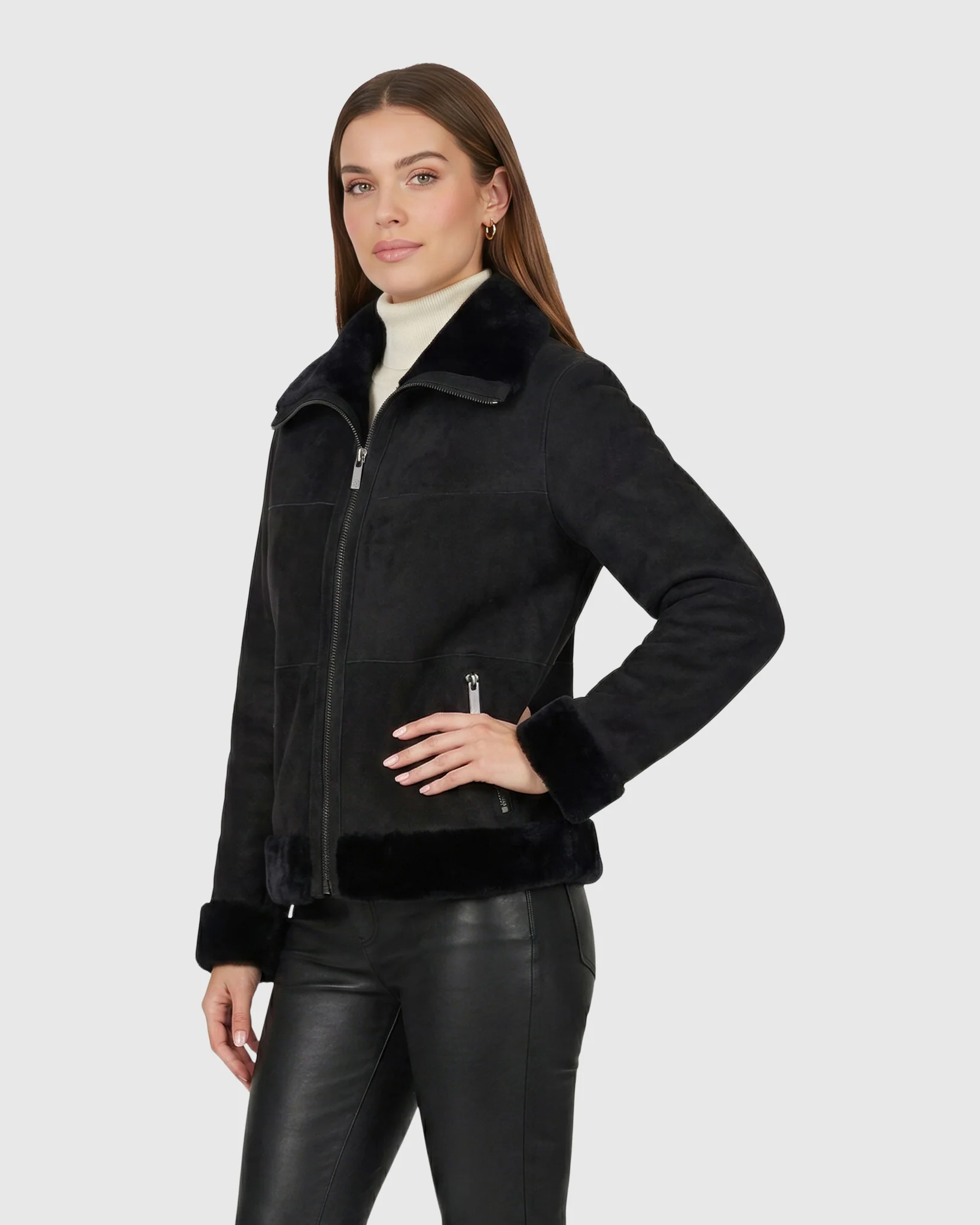 Merino Shearling Lamb Zip Jacket - Image 3