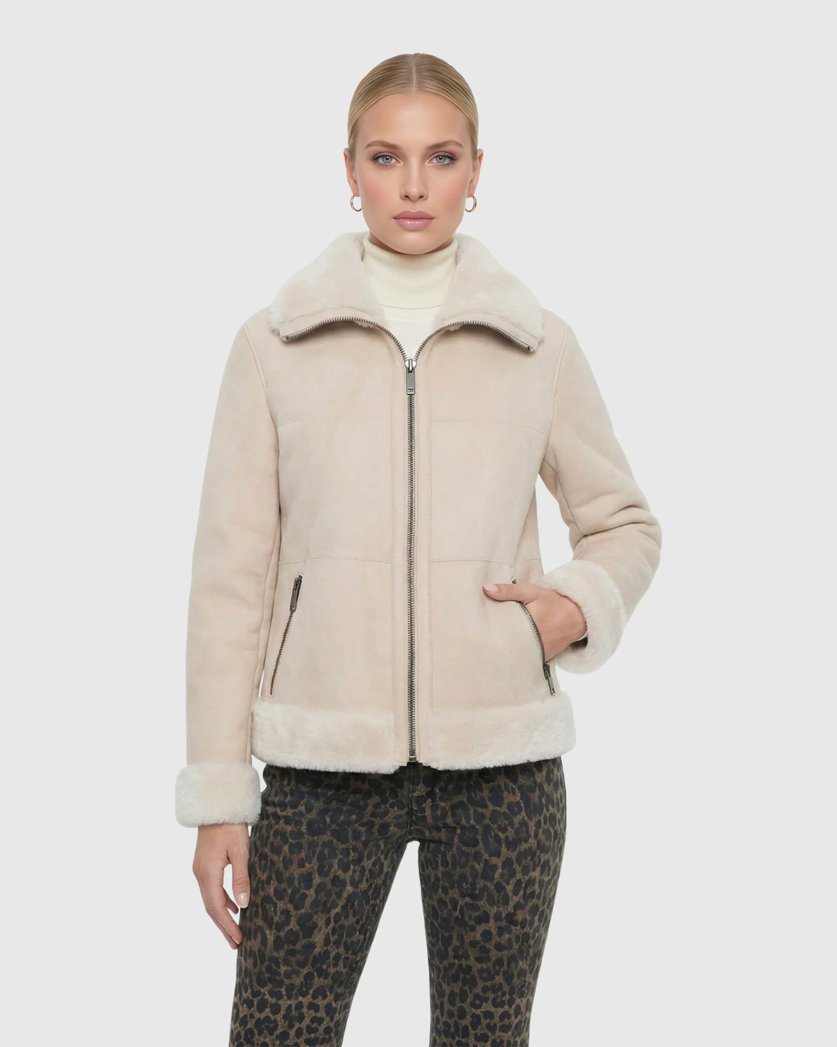 Merino Shearling Lamb Zip Jacket - Image 8