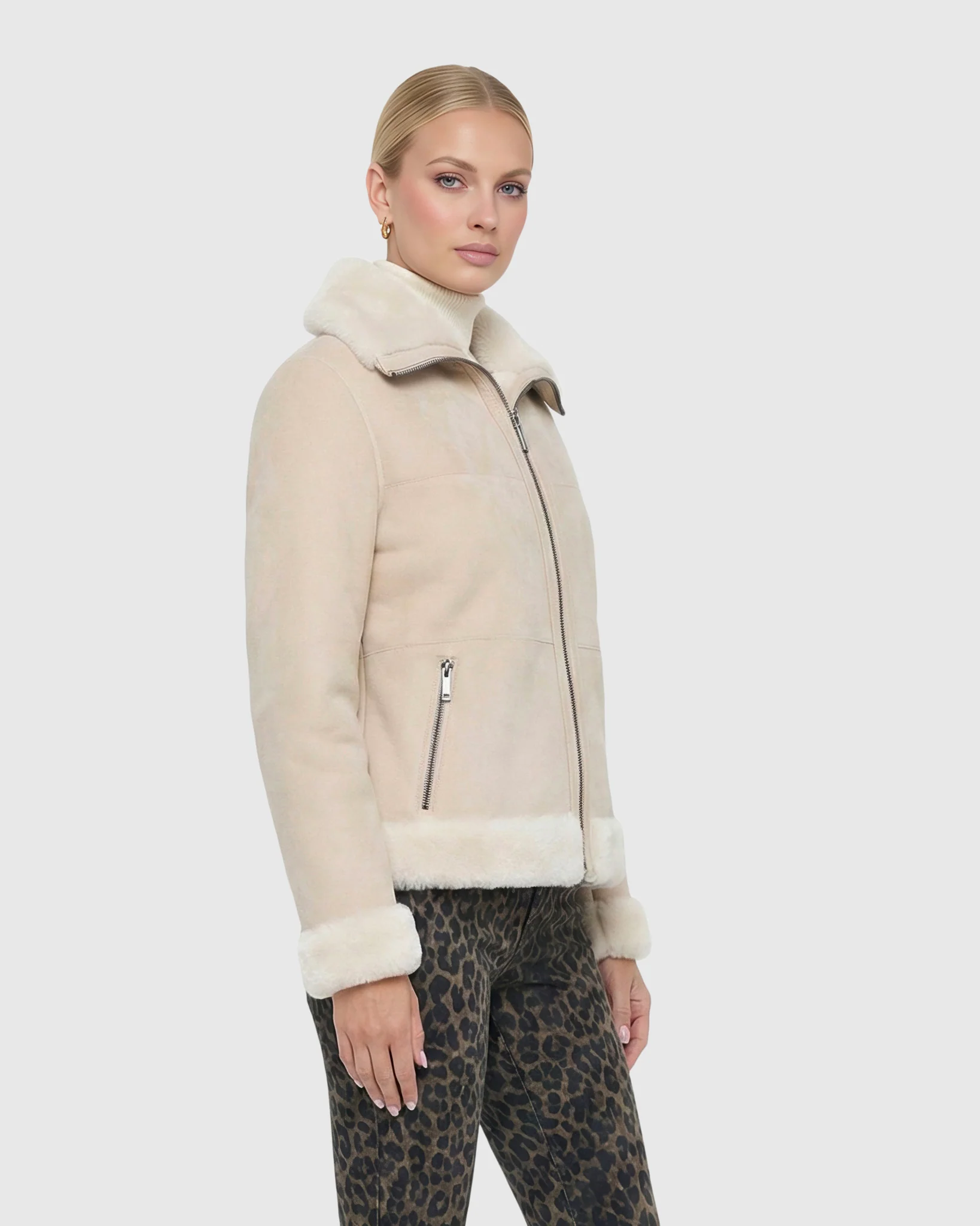 Merino Shearling Lamb Zip Jacket - Image 9