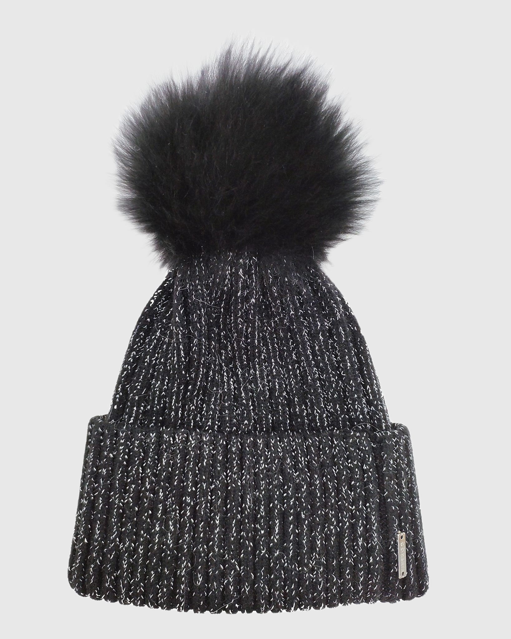 METALLIC WOOL BLEND KNIT BEANIE HAT WITH SELECT LAMB POMPOM - Image 5