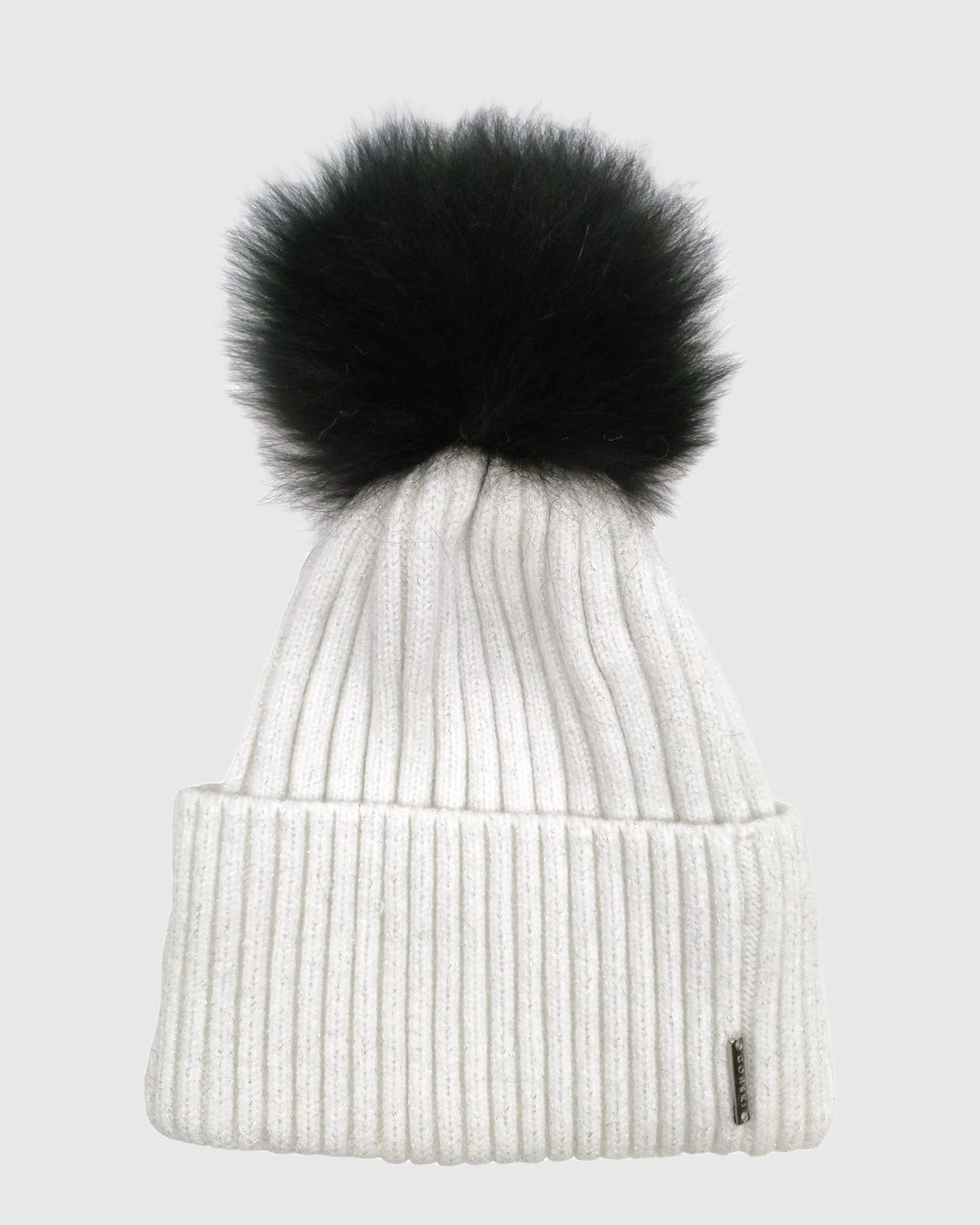 METALLIC WOOL BLEND KNIT BEANIE HAT WITH SELECT LAMB POMPOM - Image 8
