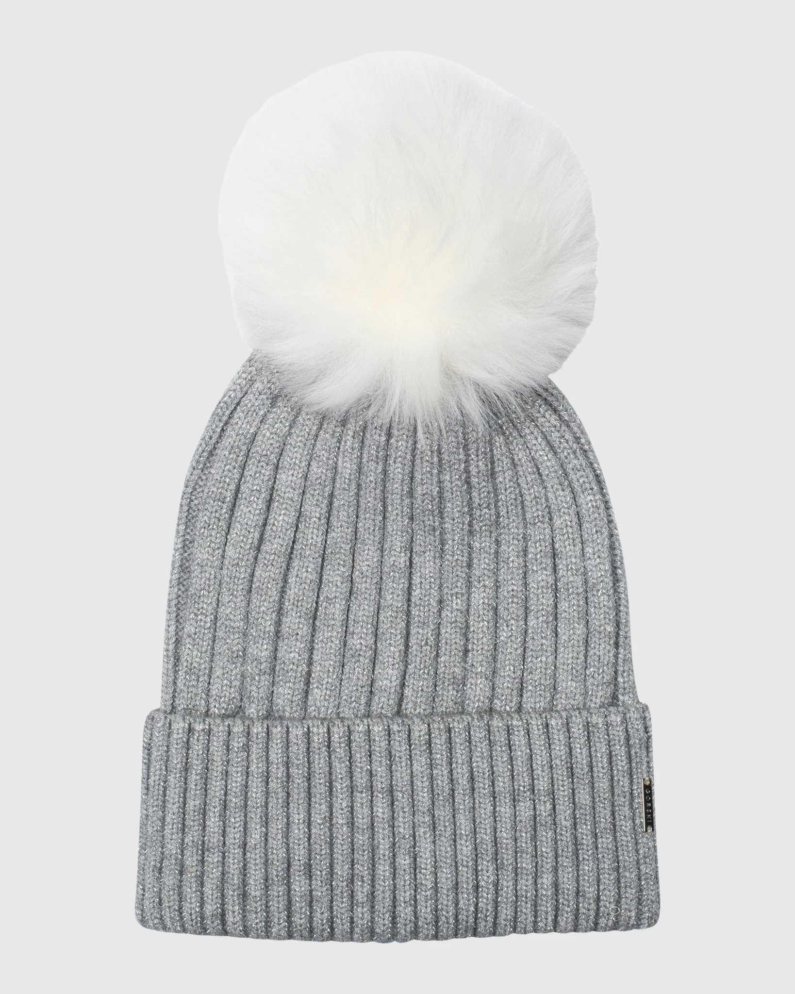 METALLIC WOOL BLEND KNIT HAT WITH TOSCANA LAMB POMPOM - Image 6