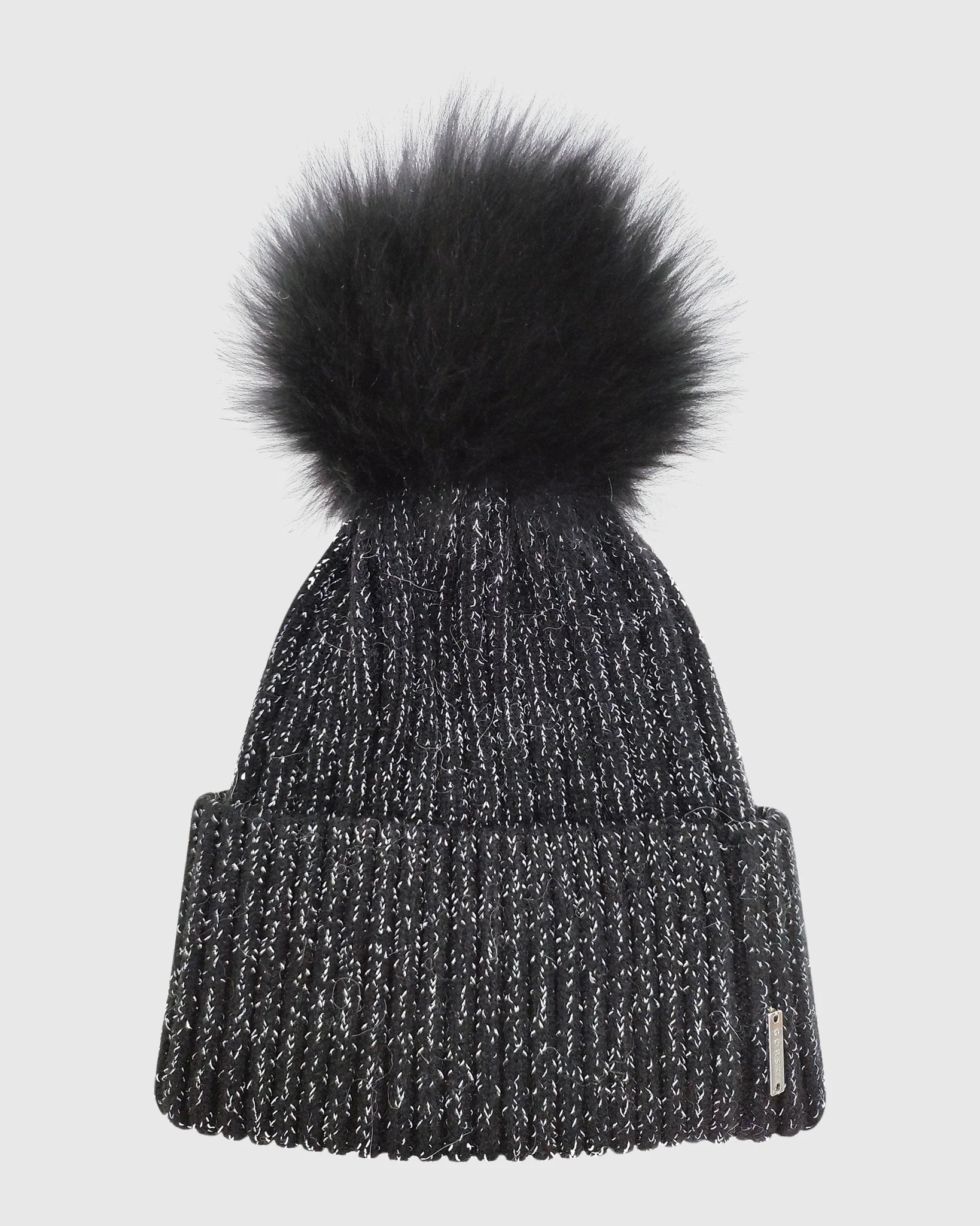 METALLIC WOOL BLEND KNIT HAT WITH TOSCANA LAMB POMPOM - Image 7