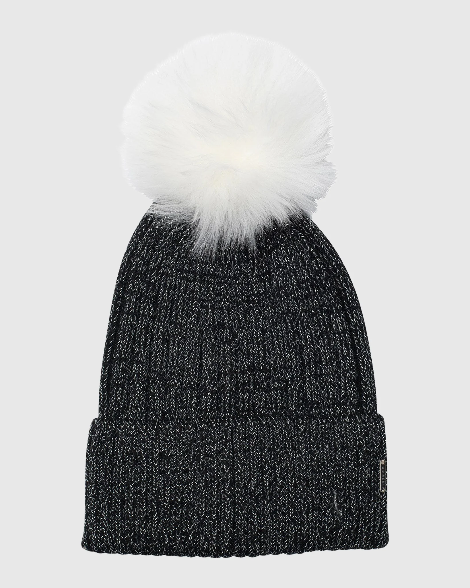 METALLIC WOOL BLEND KNIT HAT WITH TOSCANA LAMB POMPOM - Image 9