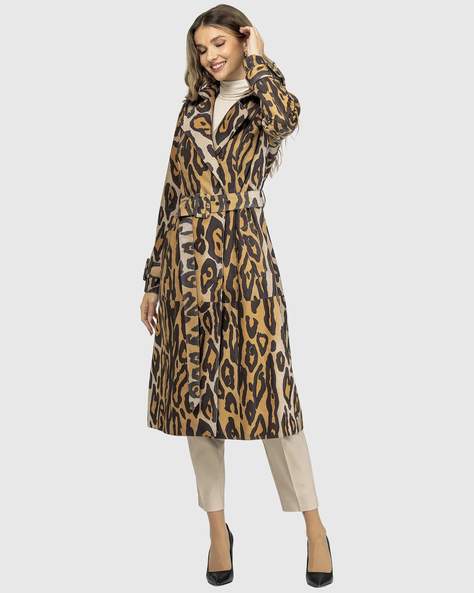 Metis Suede Belted Trench Coat - Image 11