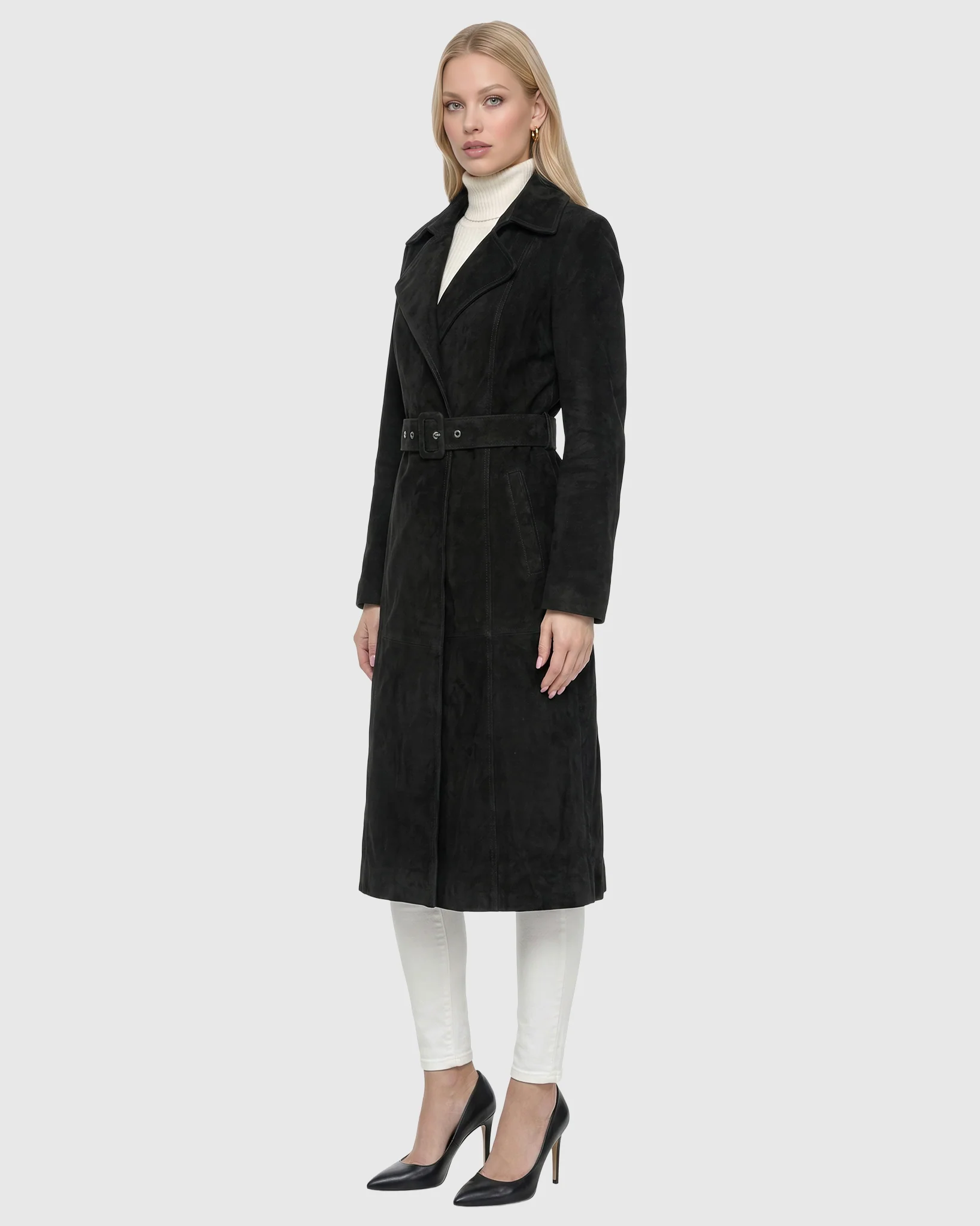 Metis Suede Belted Trench Coat - Image 3