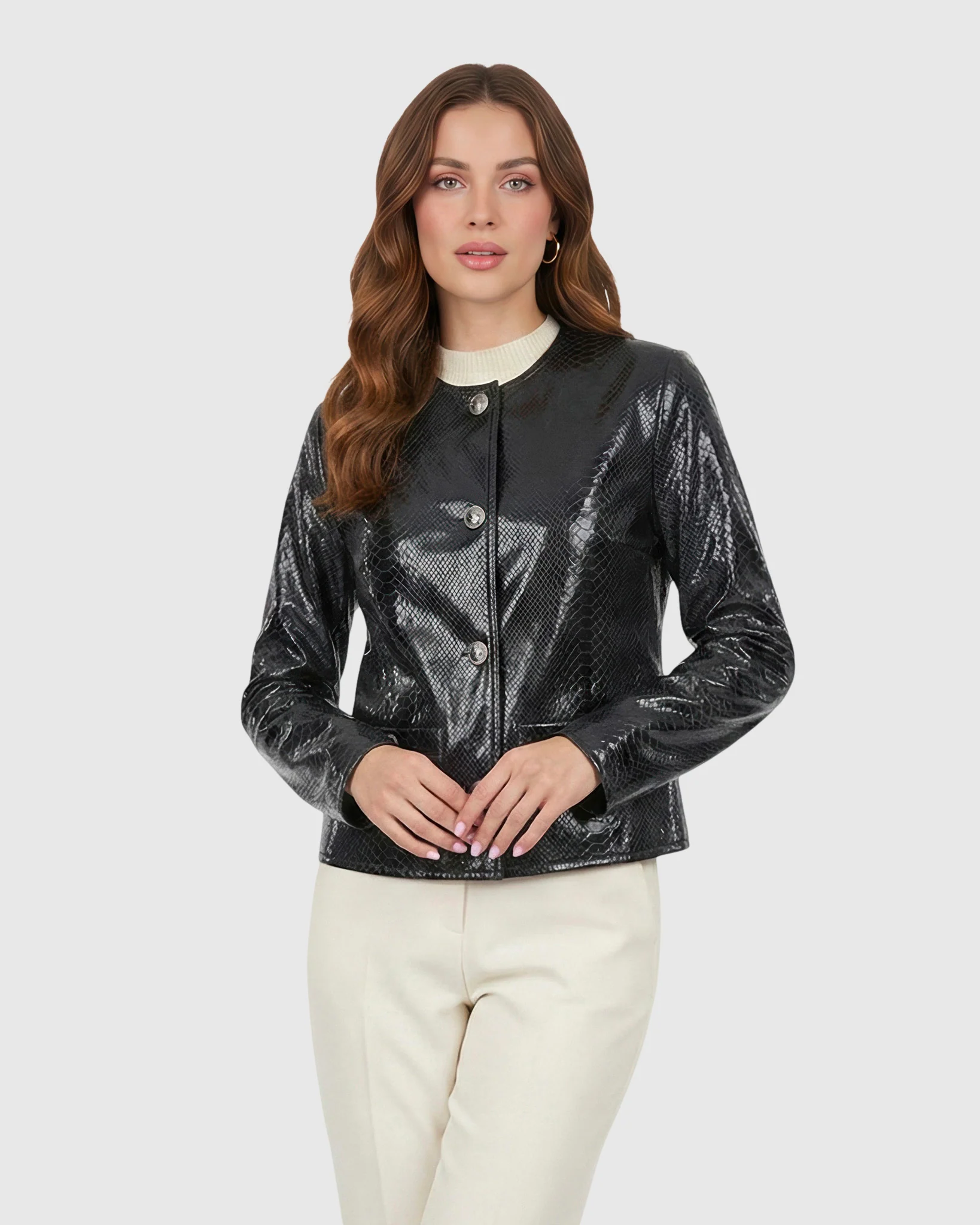Metis Suede Pythn Printed Jacket - Image 11