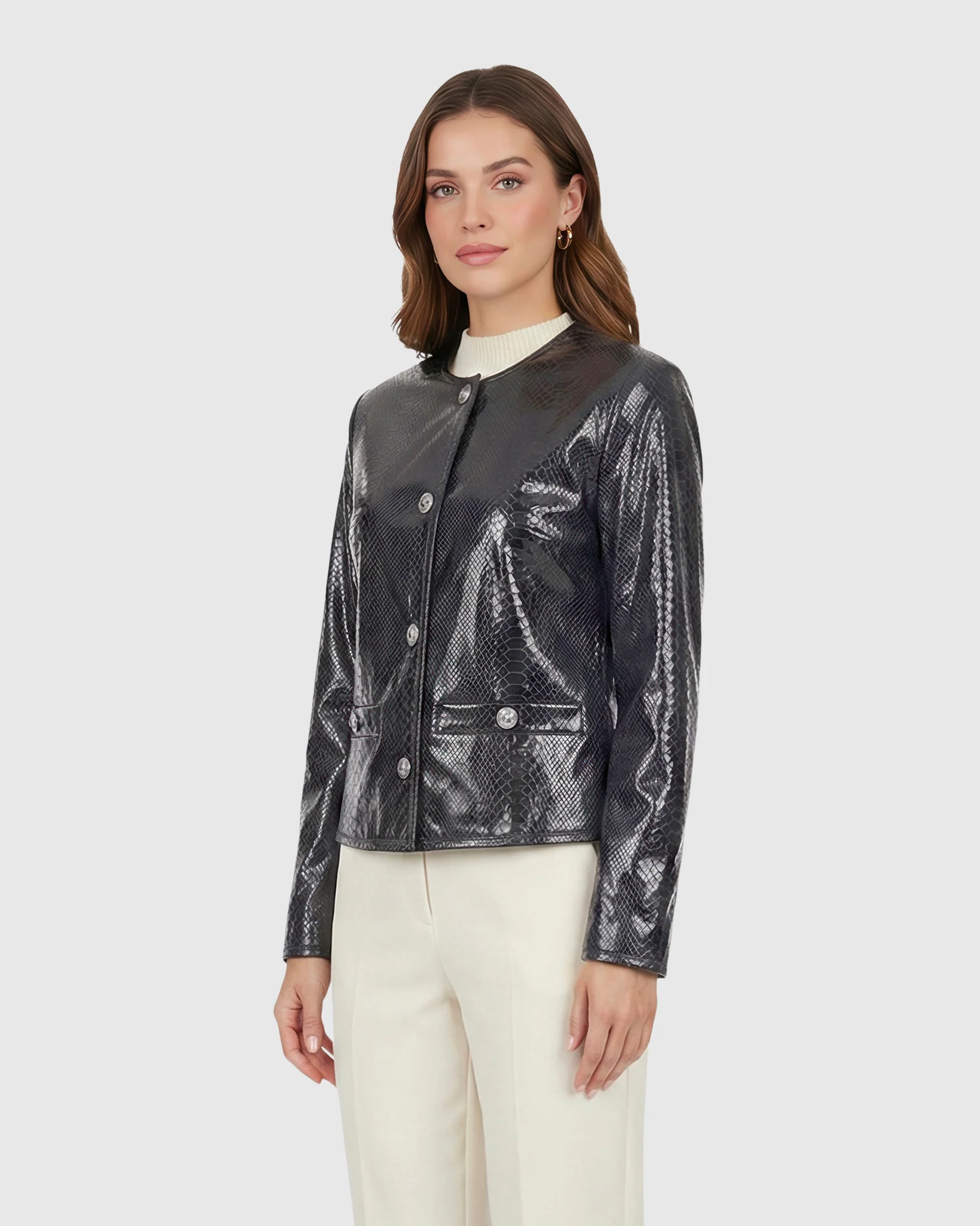 Metis Suede Pythn Printed Jacket - Image 12