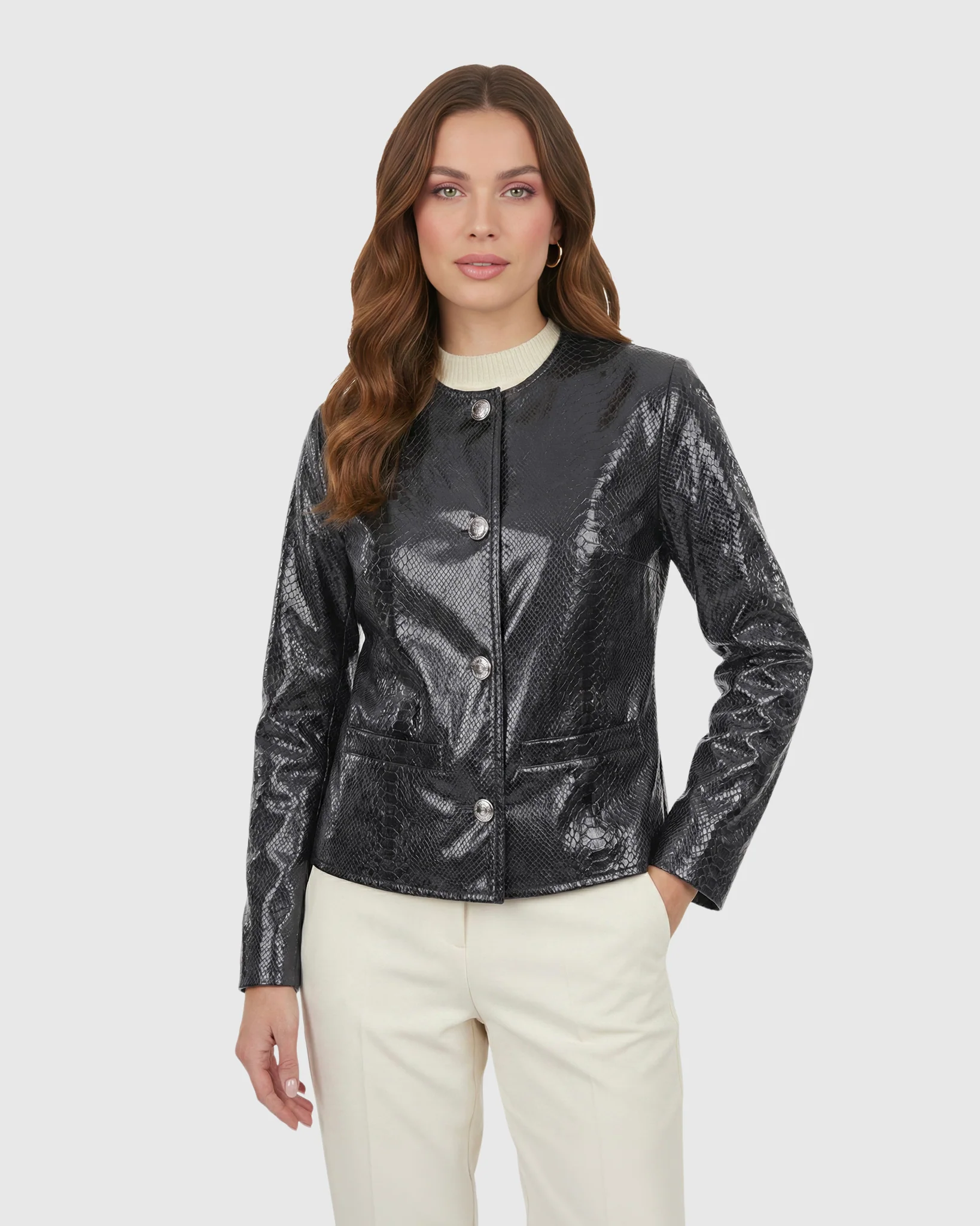 Metis Suede Pythn Printed Jacket - Image 14
