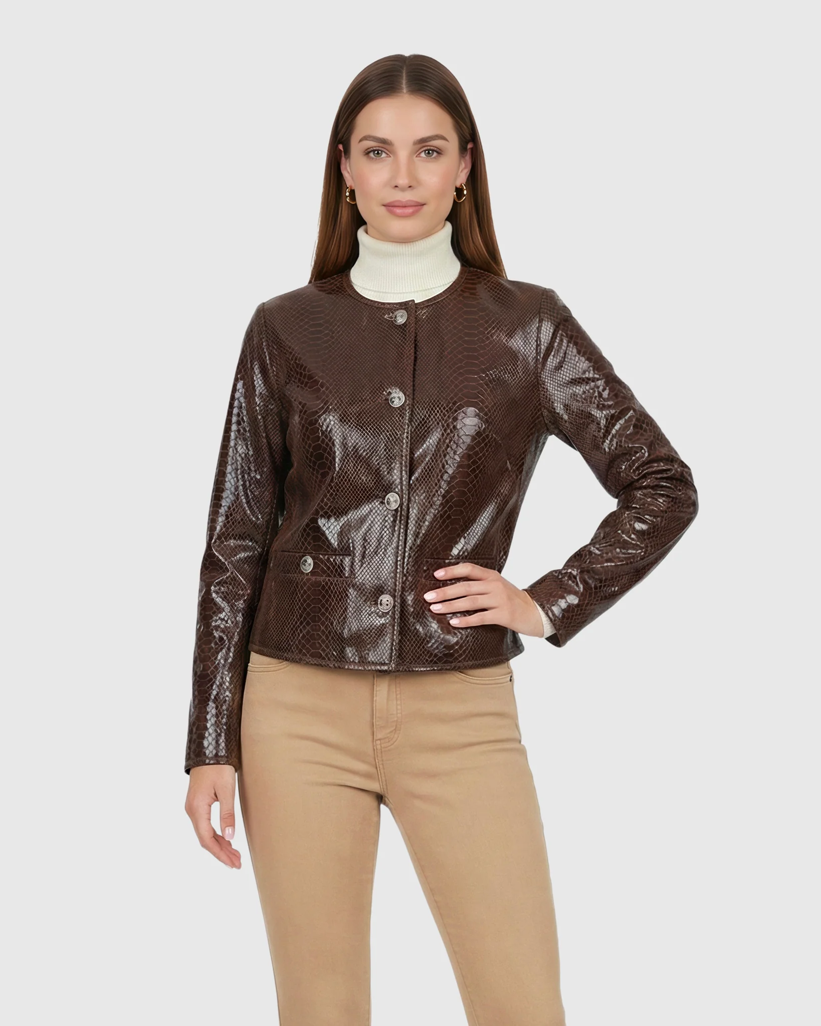 Metis Suede Pythn Printed Jacket - Image 8