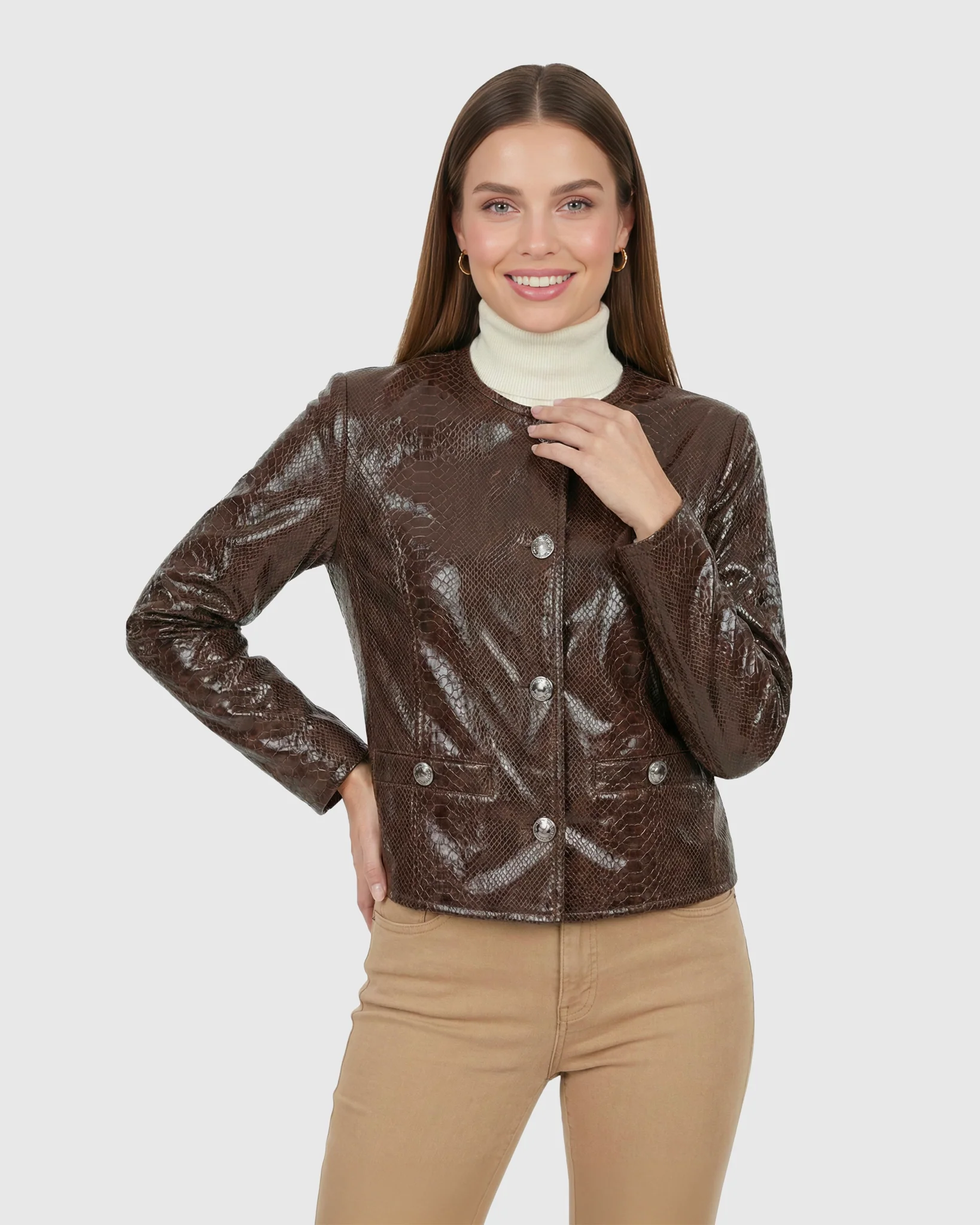 Metis Suede Pythn Printed Jacket - Image 9