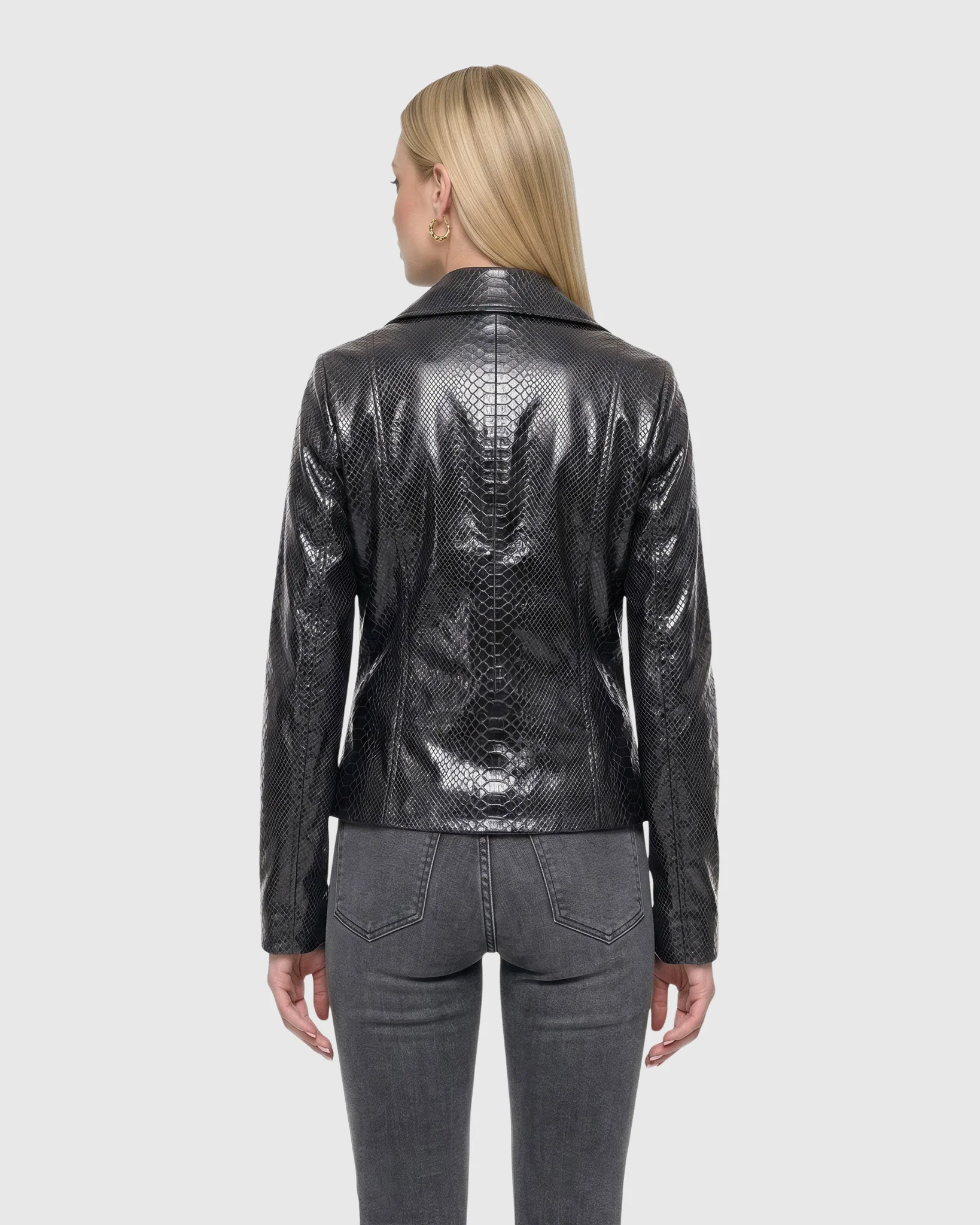 Metis Suede Pythn Printed Moto Zip Jacket - Image 3