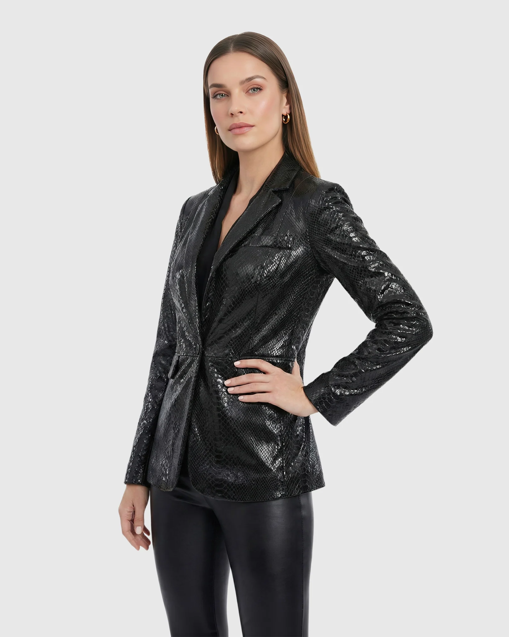 Metis Suede Pythn Printed Single Breasted Blazer - Image 10