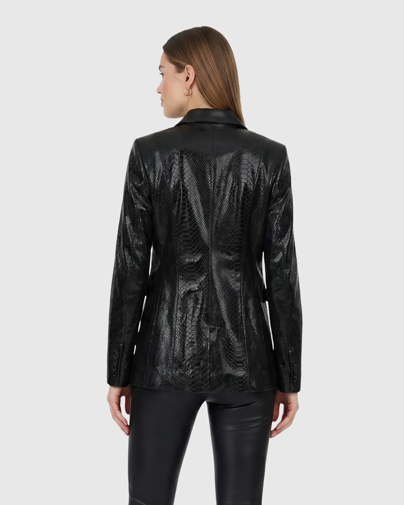 Metis Suede Pythn Printed Single Breasted Blazer - Image 11