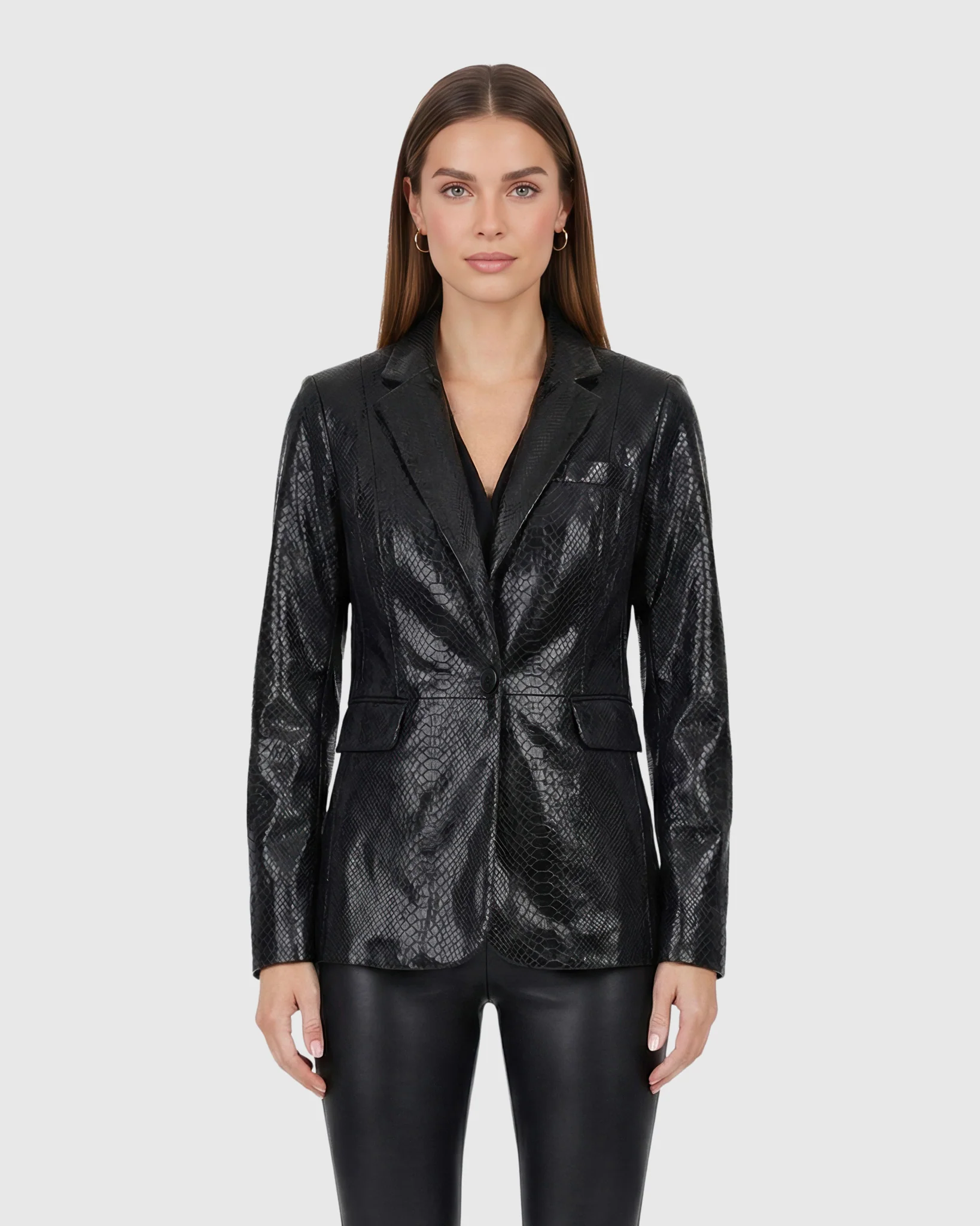 Metis Suede Pythn Printed Single Breasted Blazer - Image 12