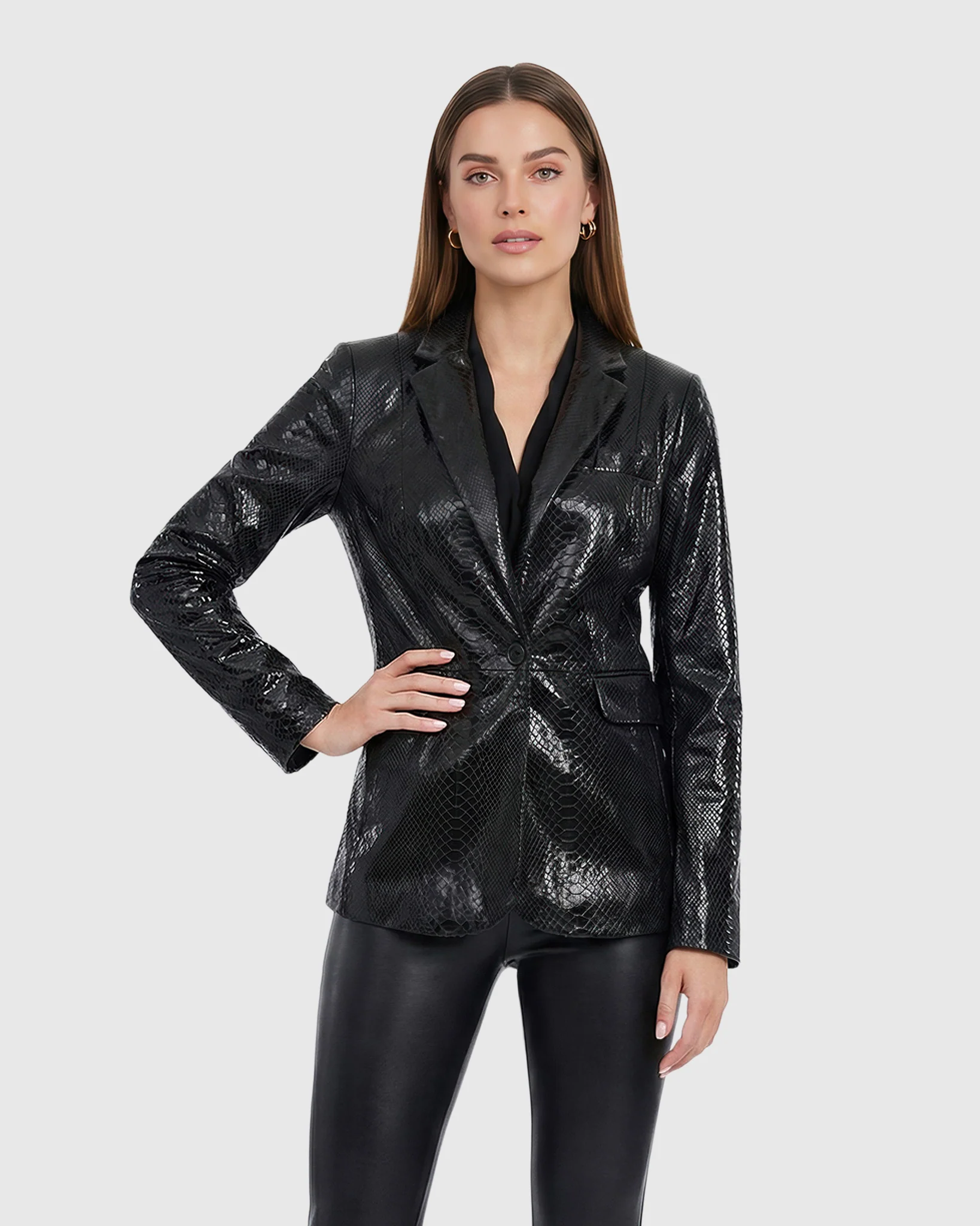 Metis Suede Pythn Printed Single Breasted Blazer - Image 13