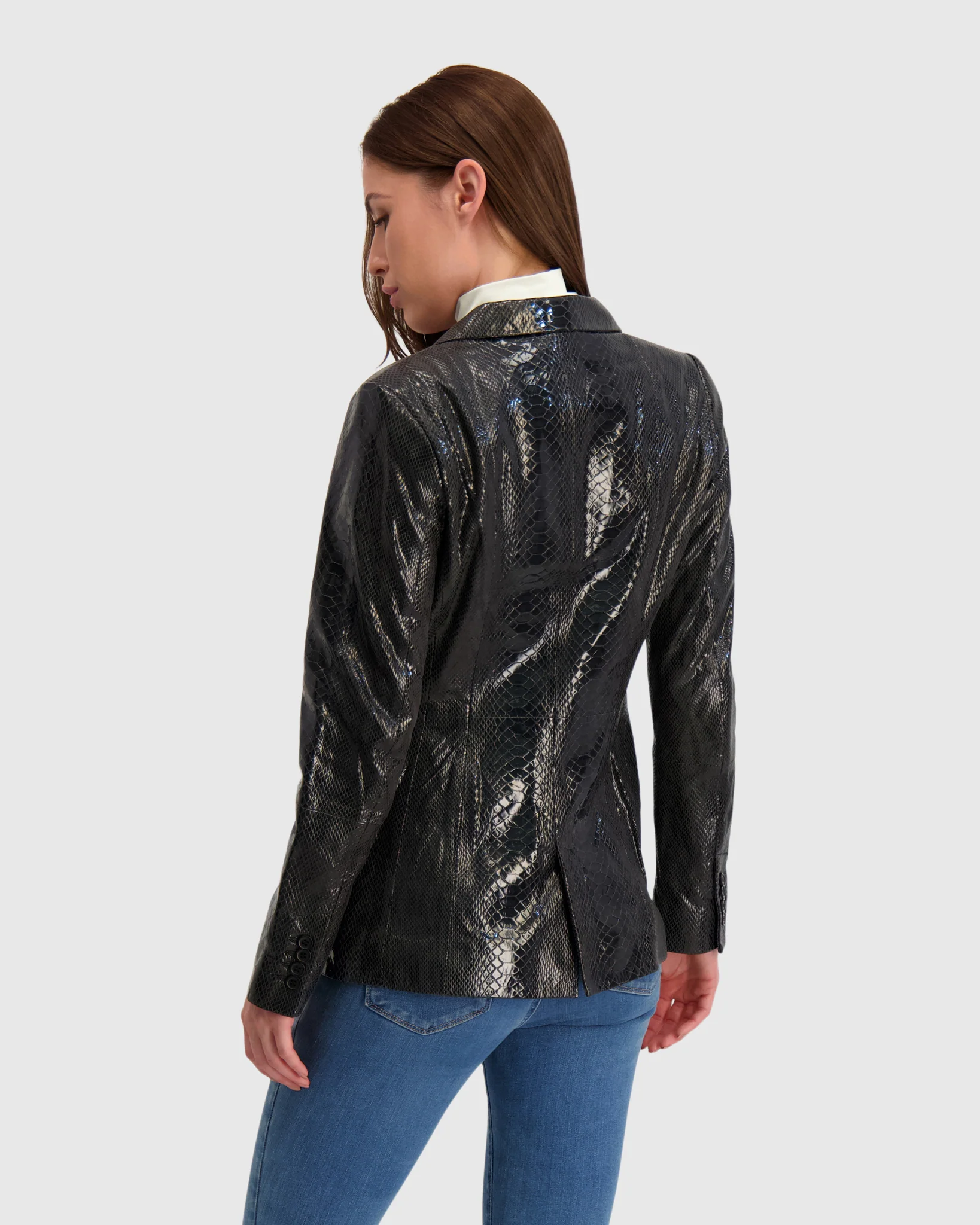 Metis Suede Pythn Printed Single Breasted Blazer - Image 5