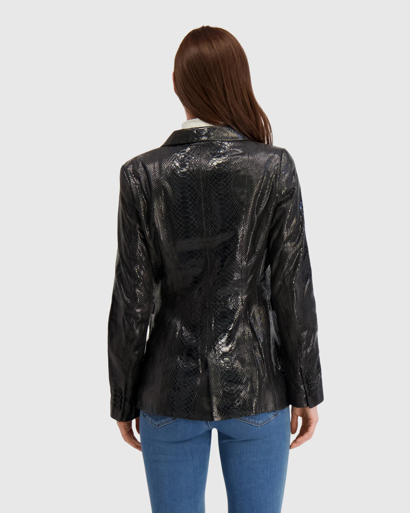 Metis Suede Pythn Printed Single Breasted Blazer - Image 6