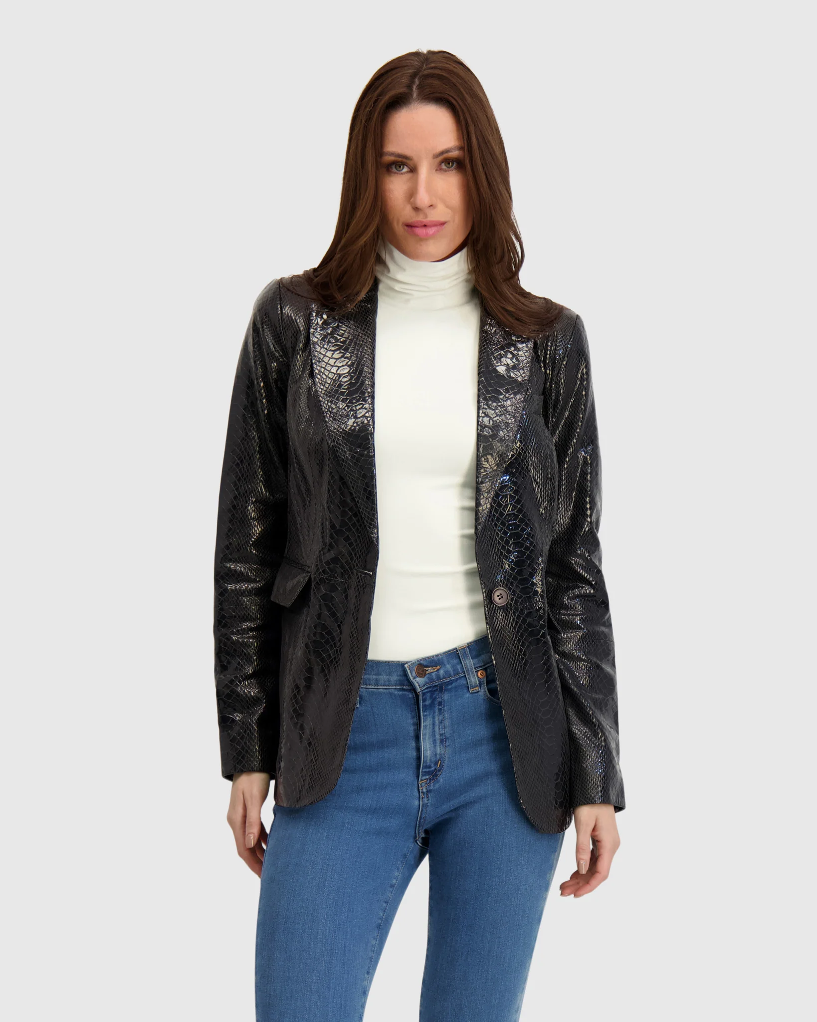 Metis Suede Pythn Printed Single Breasted Blazer - Image 7