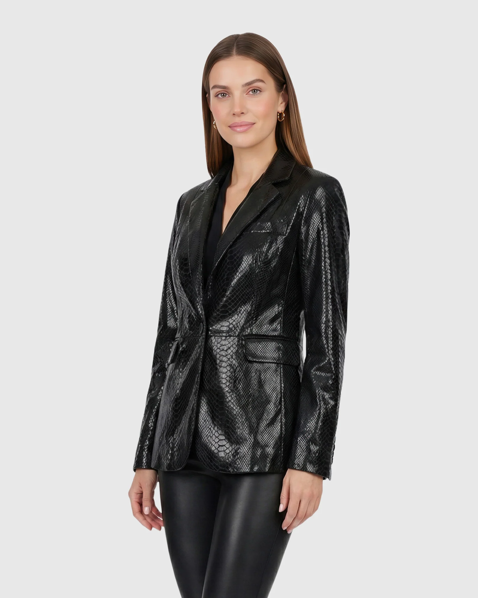 Metis Suede Pythn Printed Single Breasted Blazer - Image 9