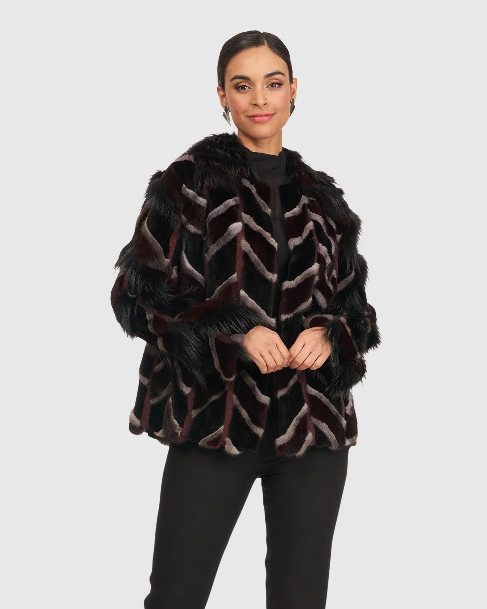 MINK AND FOX INTARSIA JACKET
