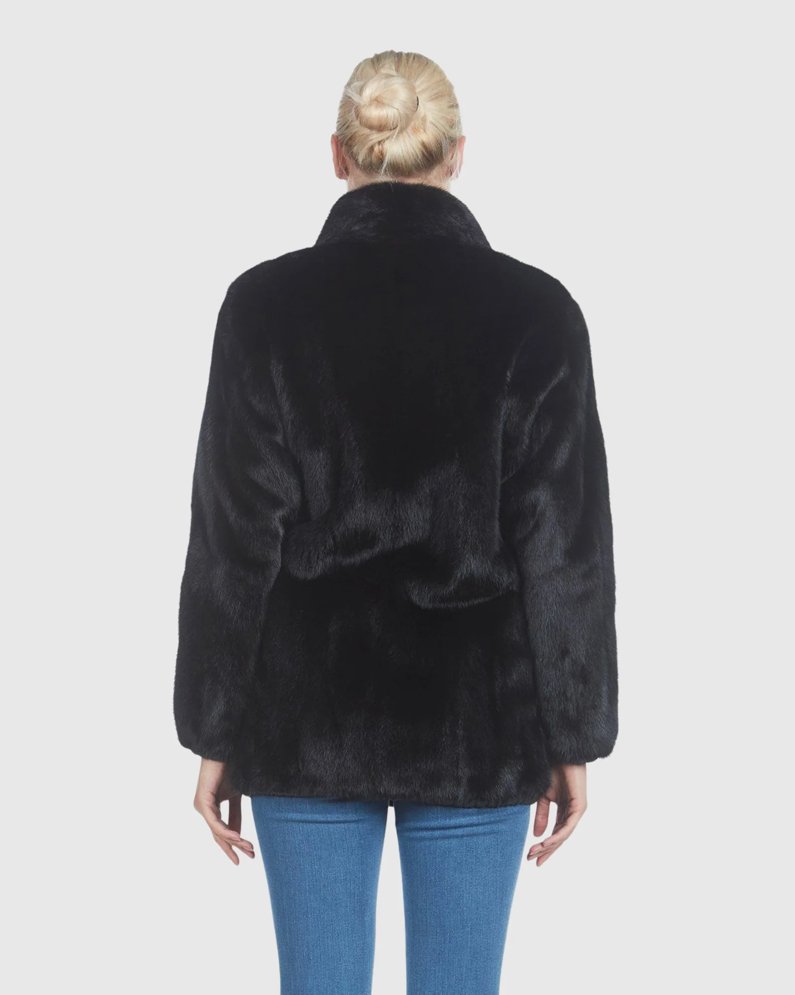 MINK BOMBER ZIP JACKET REVERSIBLE TO BLACK LEATHER - Image 3