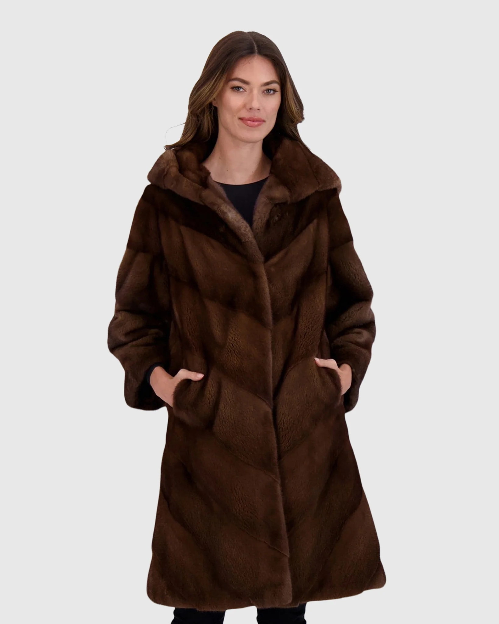 MINK COAT WITH STAND UP COLLAR
