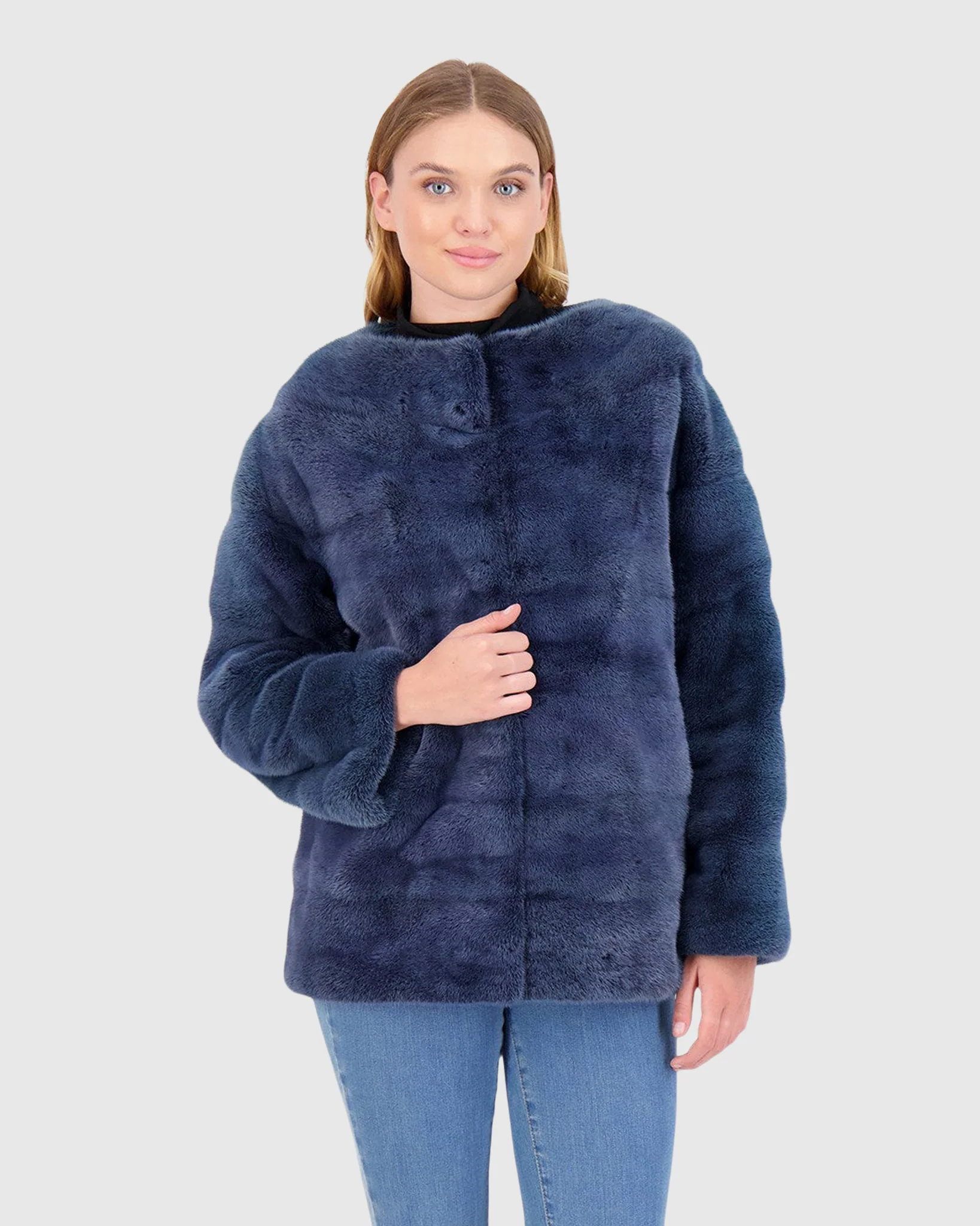 MINK FUNNEL NECK JACKET