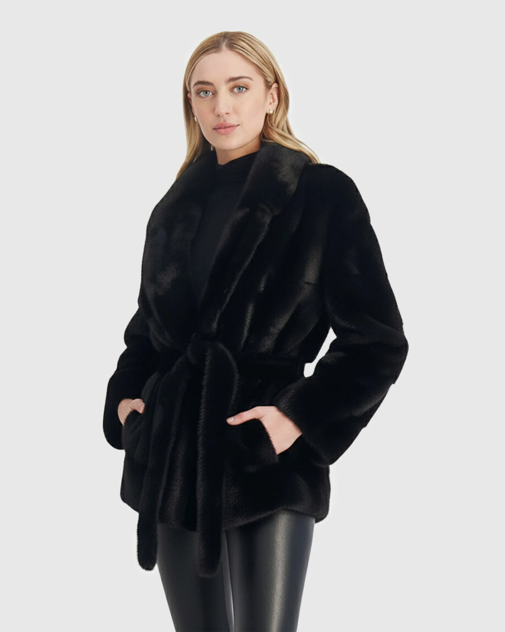 Mink Jacket With Leather Belt - Image 3