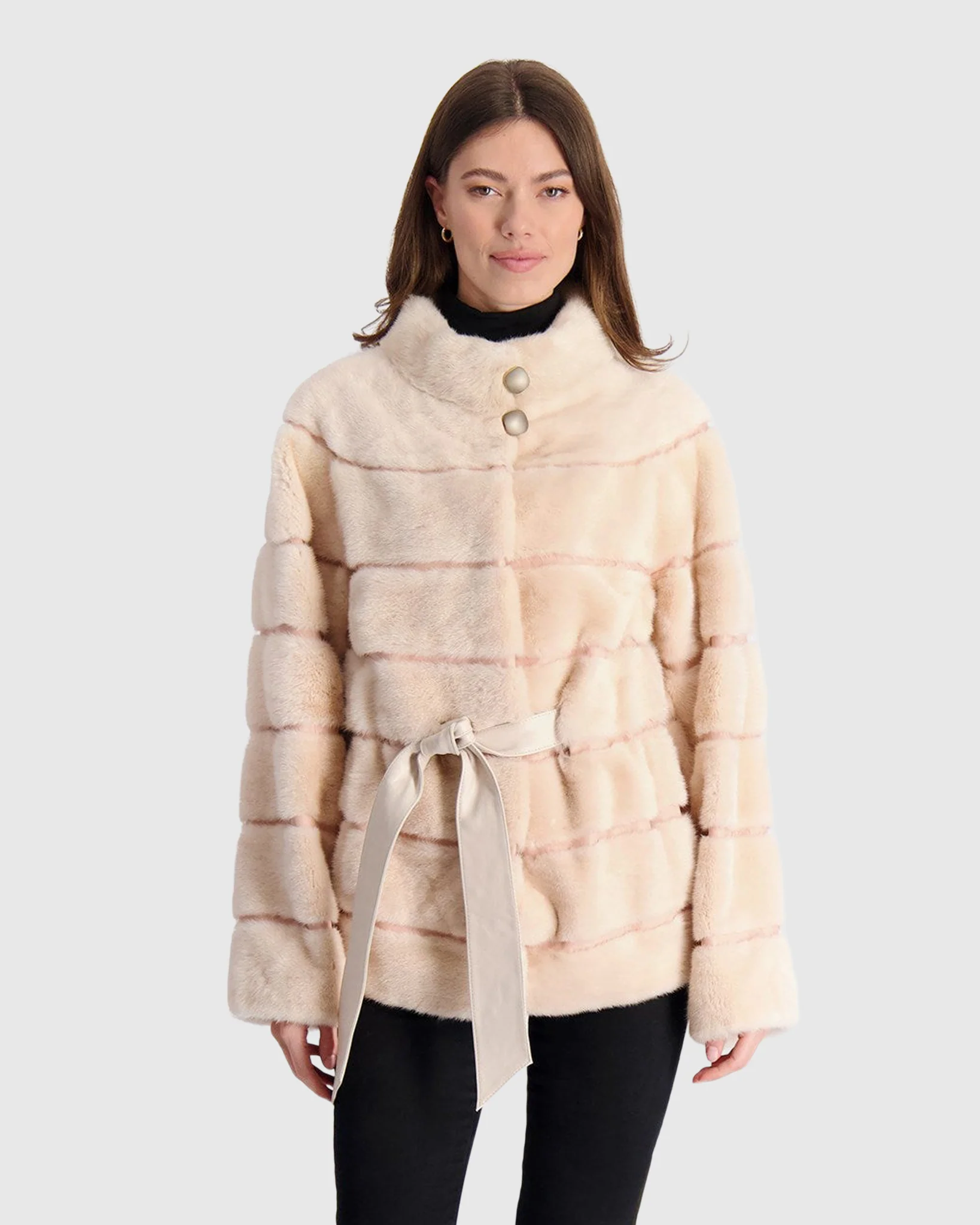 Mink Jacket With Leather Belt