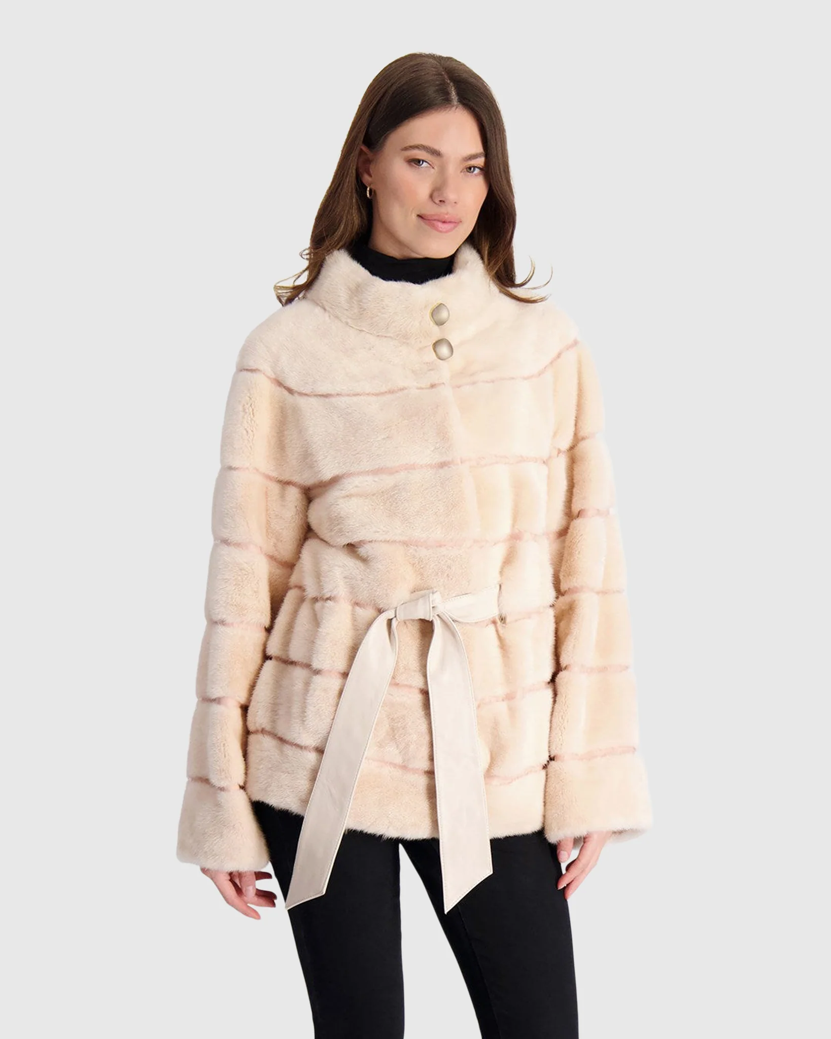 Mink Jacket With Leather Belt - Image 2
