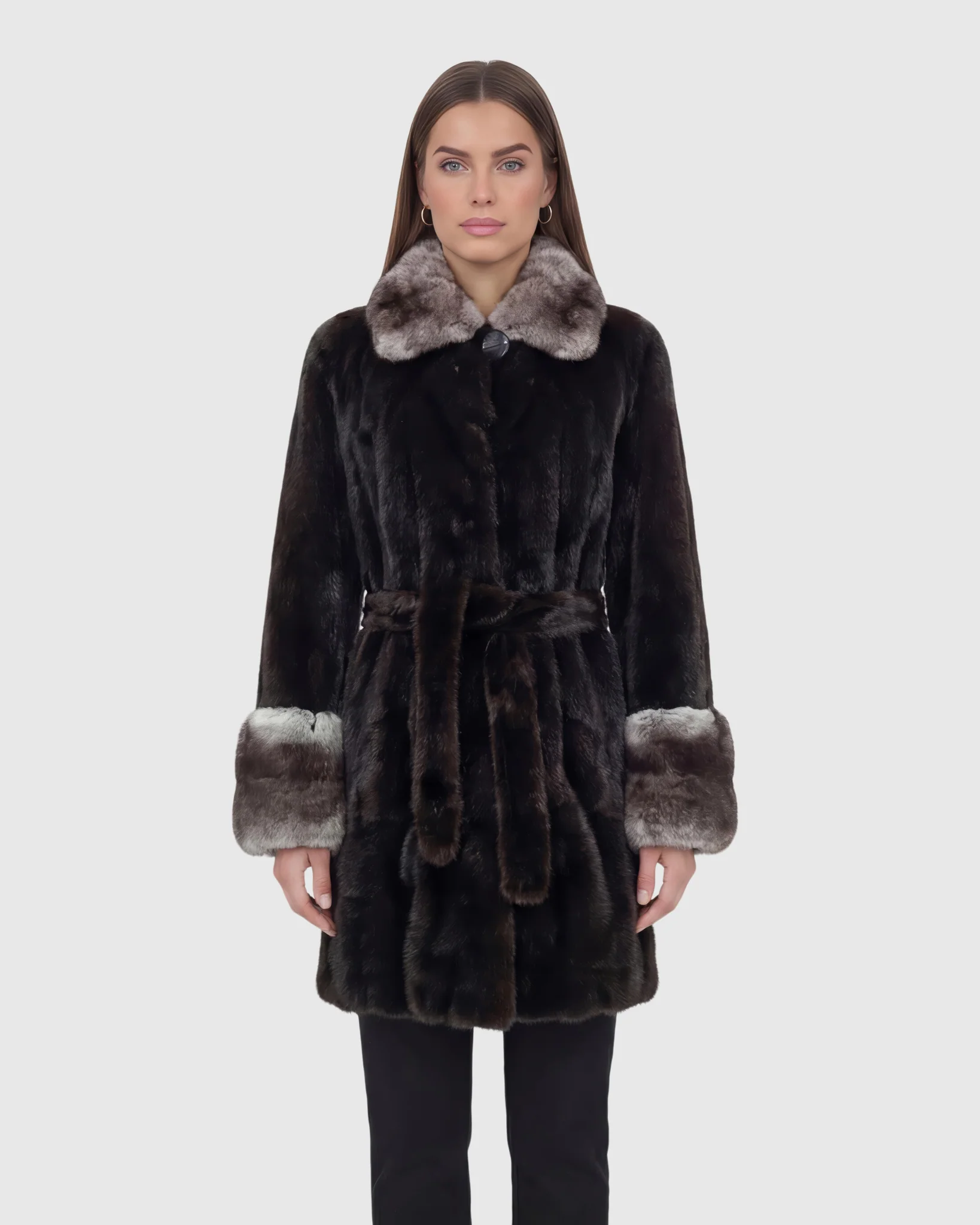 MINK JACKET WITH CHINCHILLA COLLAR & CUFFS - Image 5