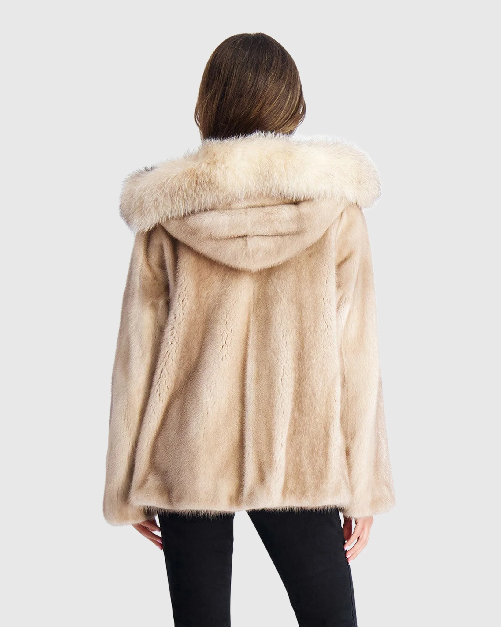 MINK JACKET WITH FOX HOOD TRIM - Image 3