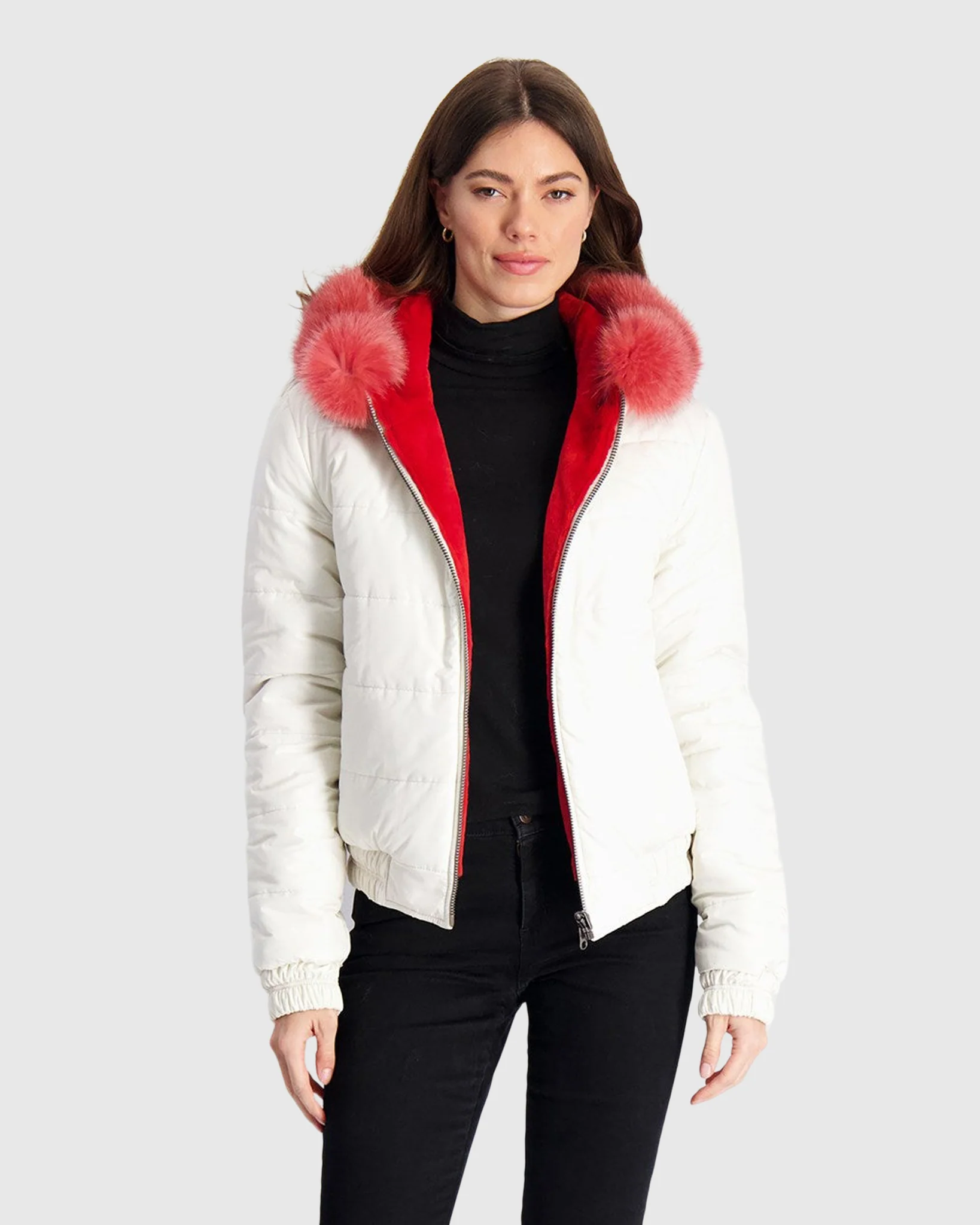 REVERSIBLE SHEARED MINK JACKET WITH FOX HOOD TRIM - Image 3