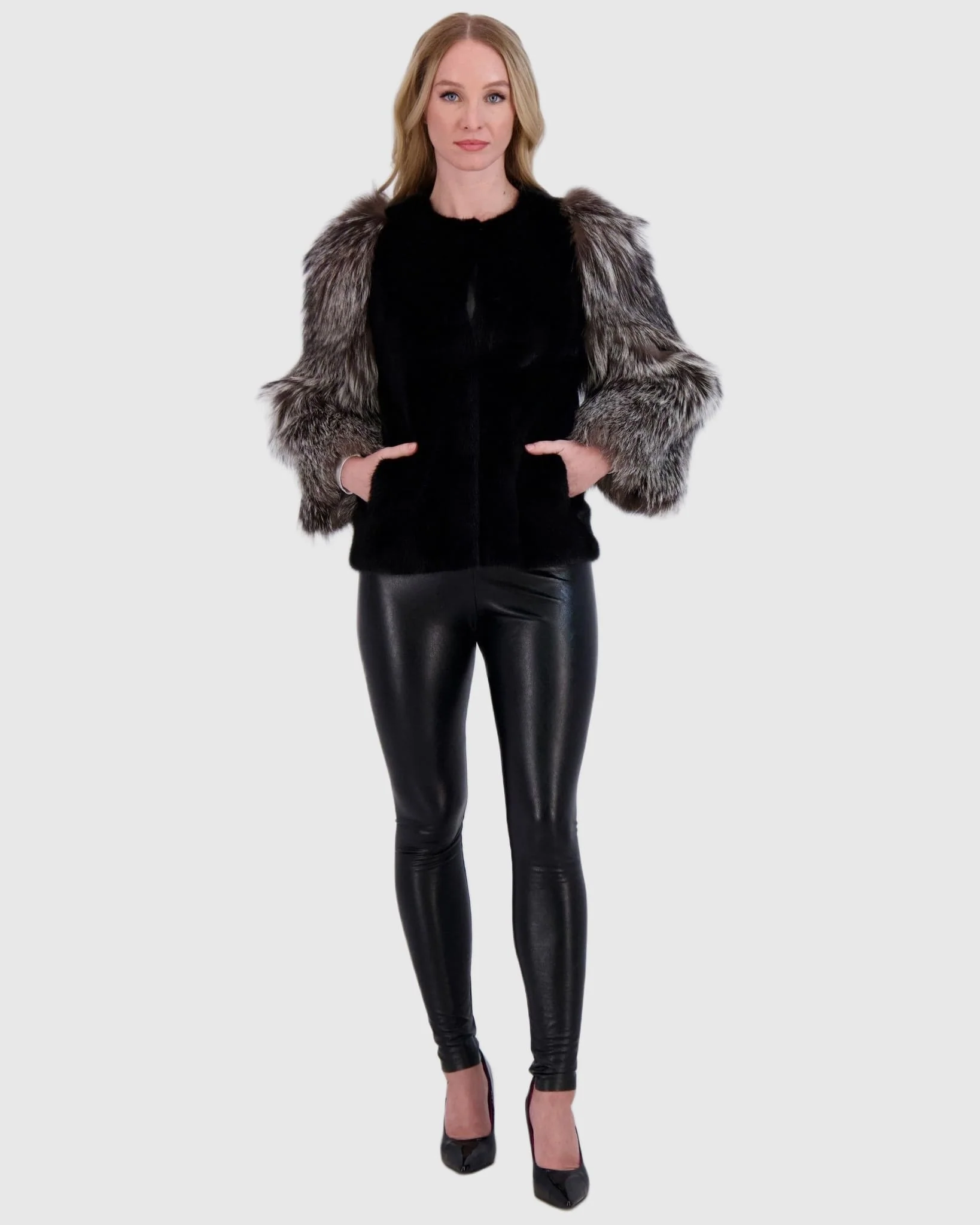 MINK JACKET WITH FOX SLEEVES - Image 2